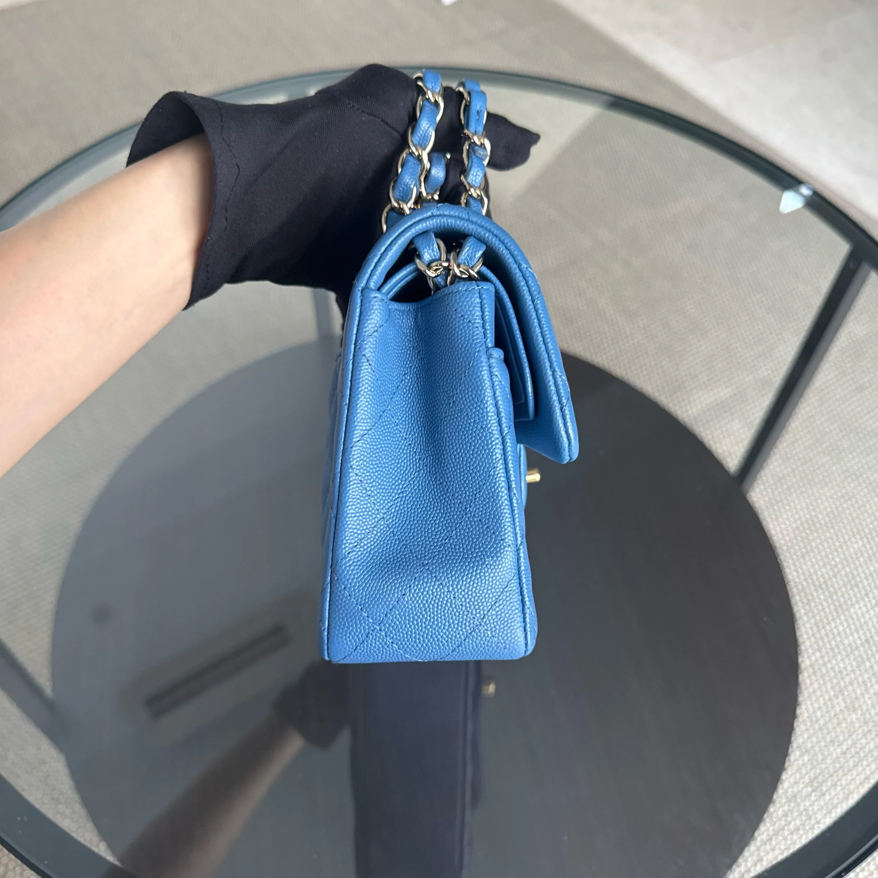 Chanel Classic Flap Small - Caviar 23CM Quilted Ocean Blue Gold Hardware Series 30