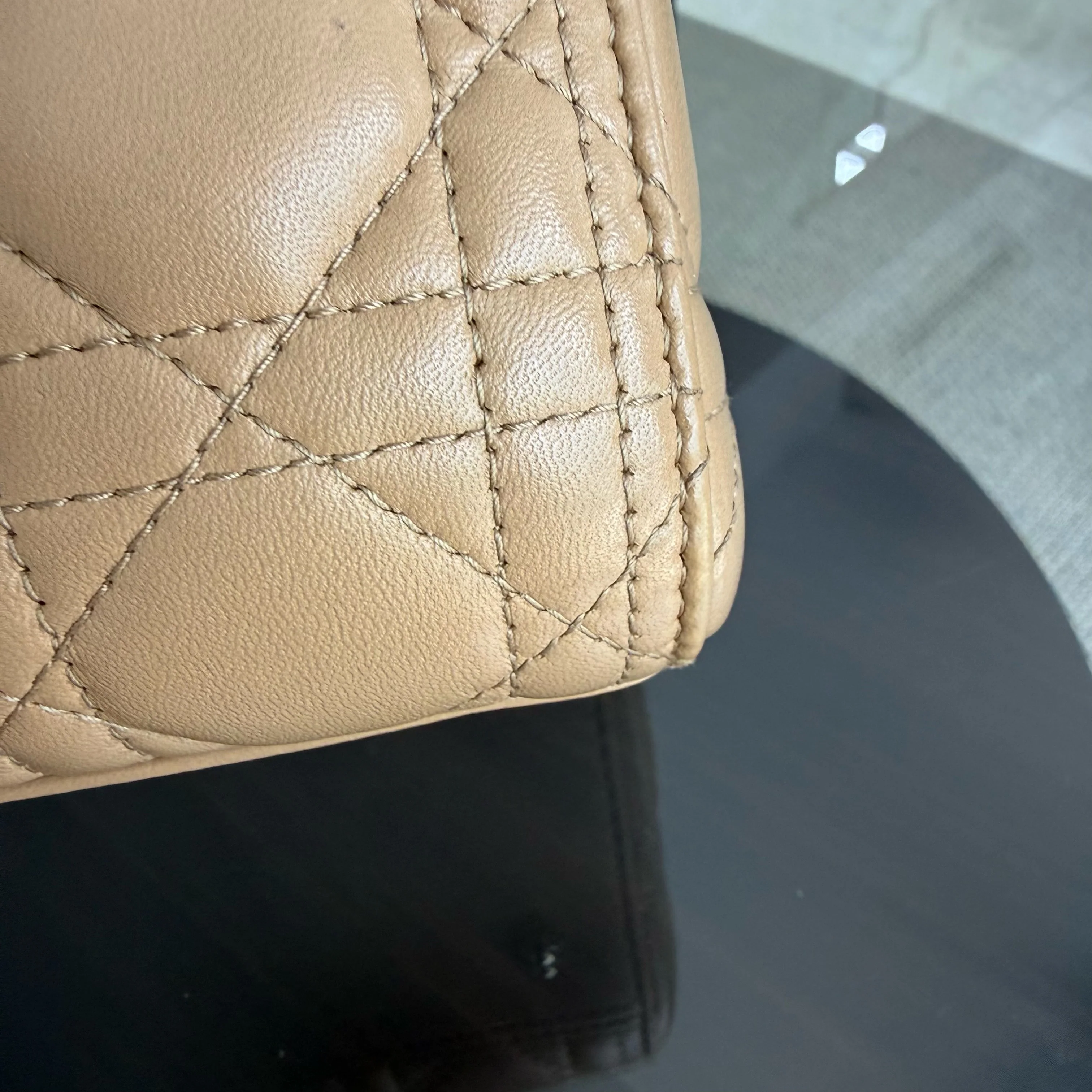 Dior Lady Medium - Cannage Lambskin Beige Brown Gold Hardware Strap