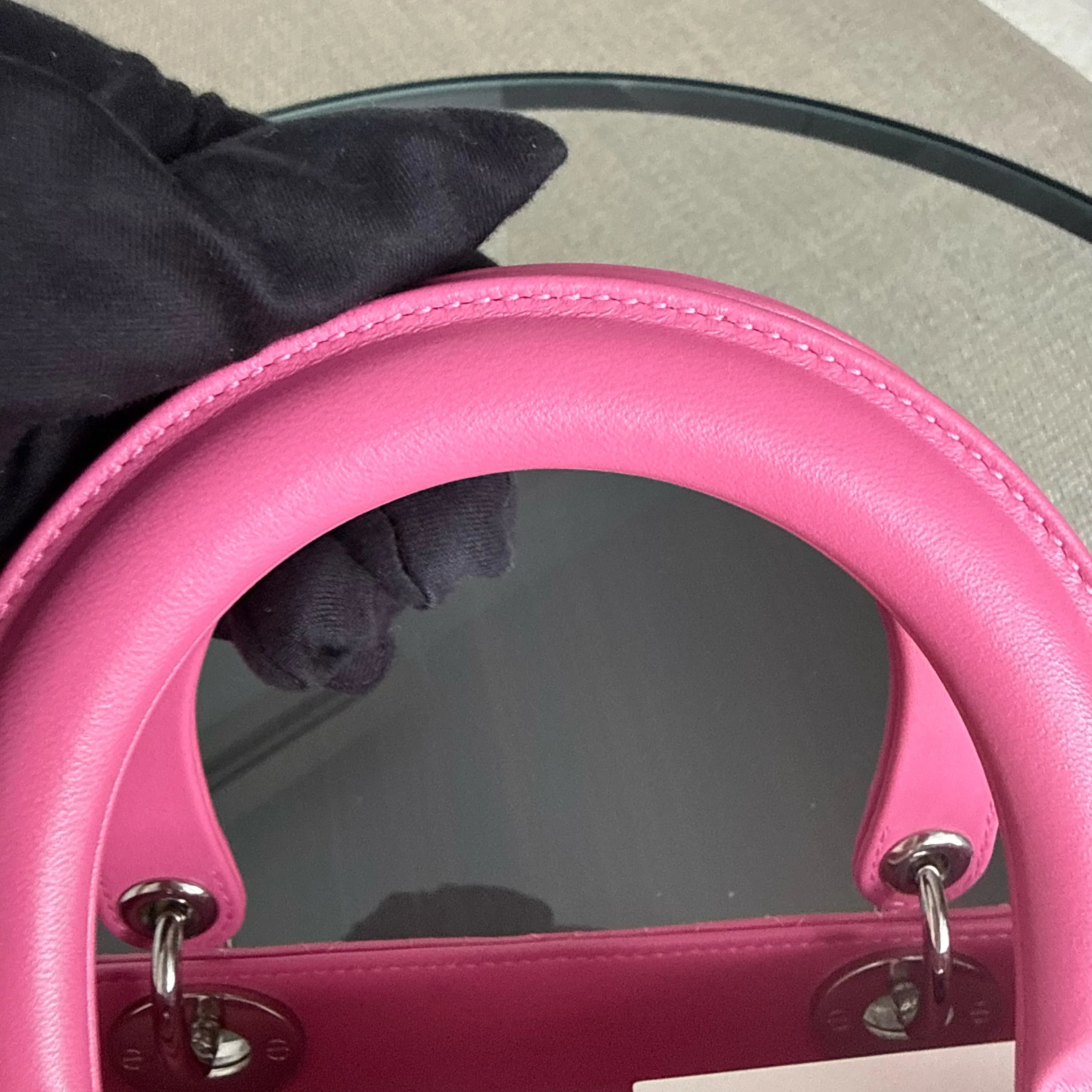 Dior Lady Medium - Cannage Lambskin Barbie Pink Silver Hardware Strap