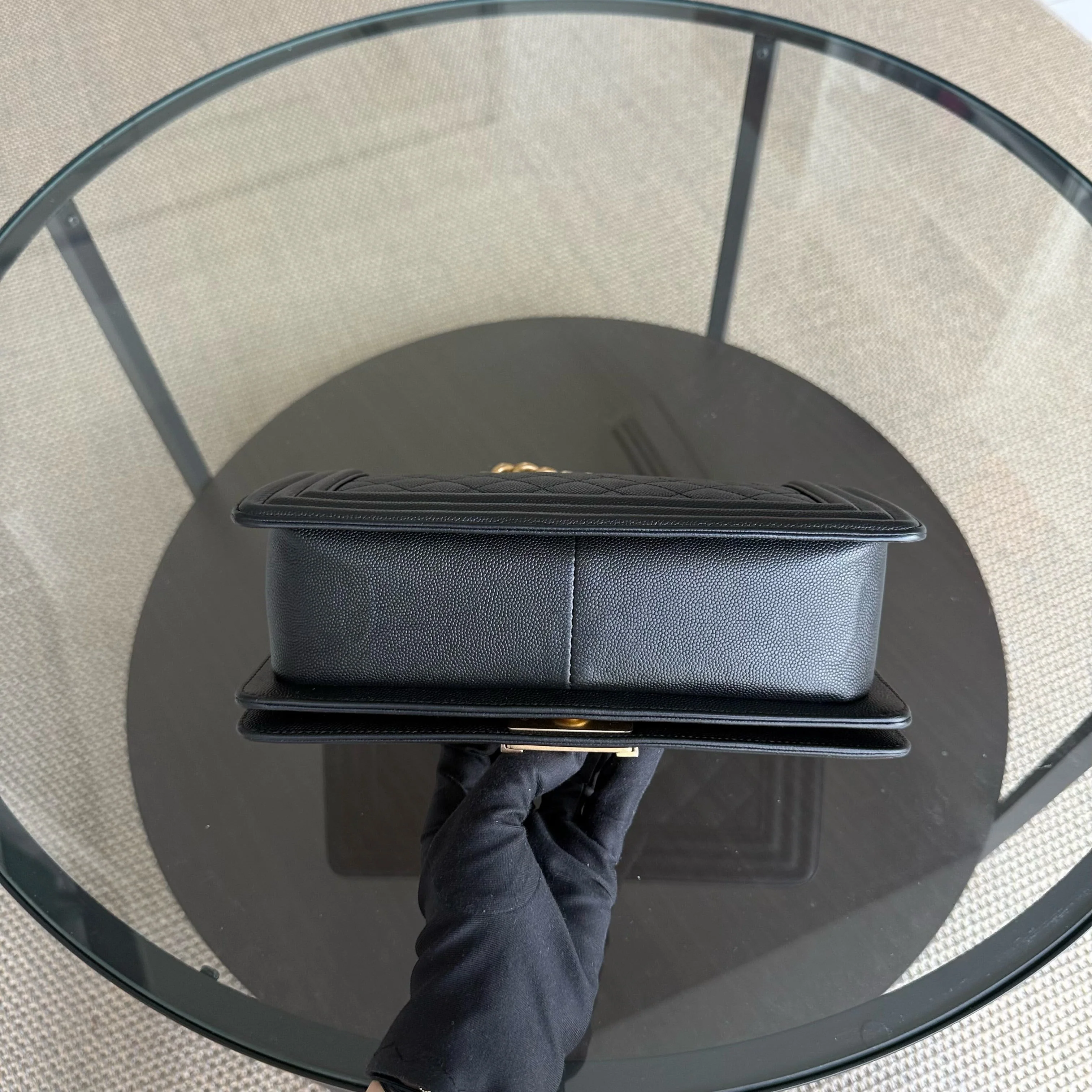 Chanel Boy Medium - Caviar 25CM Quilted Grained Gold Hardware Series 24