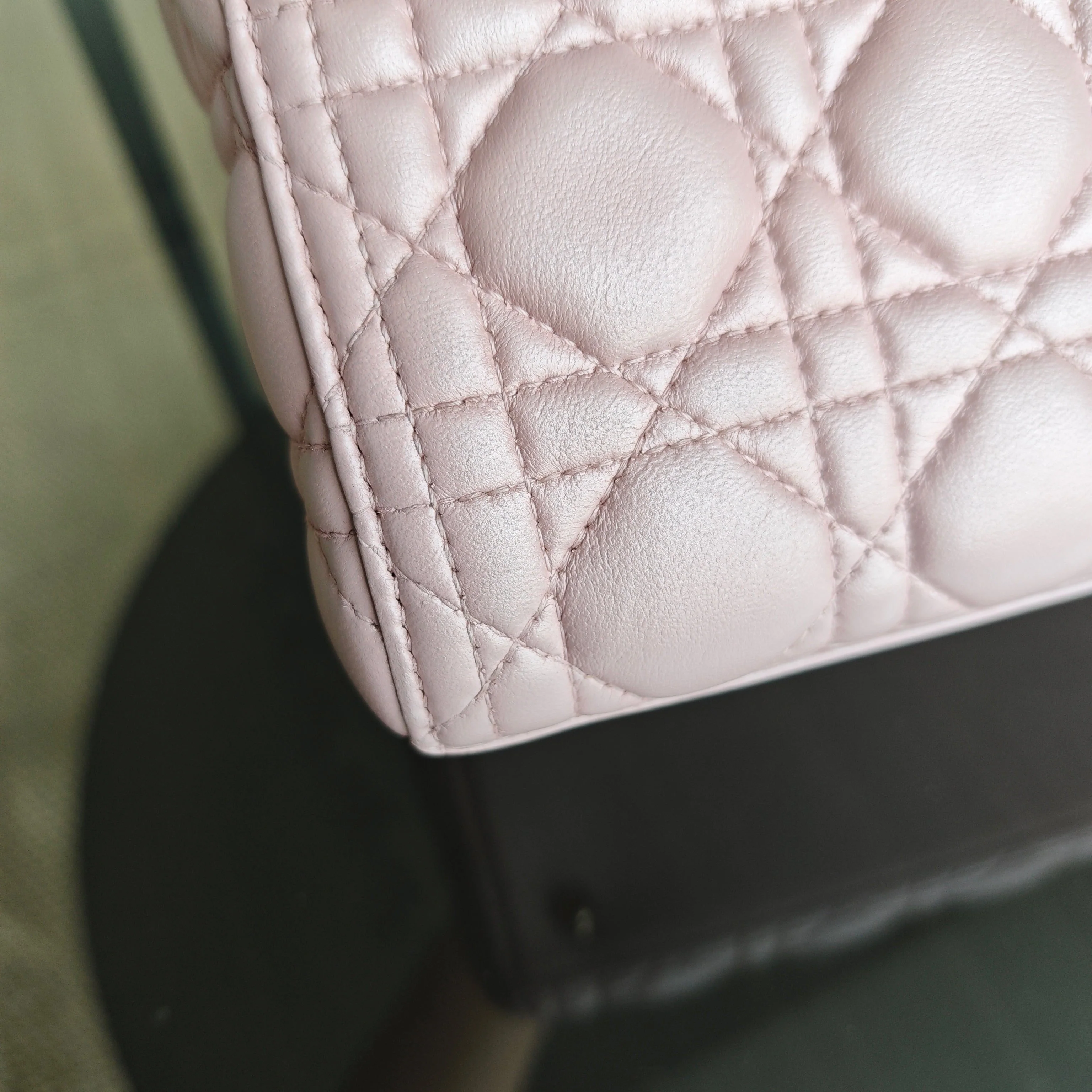 Dior Lady Medium Cannage Lambskin Light Pink Gold Hardware