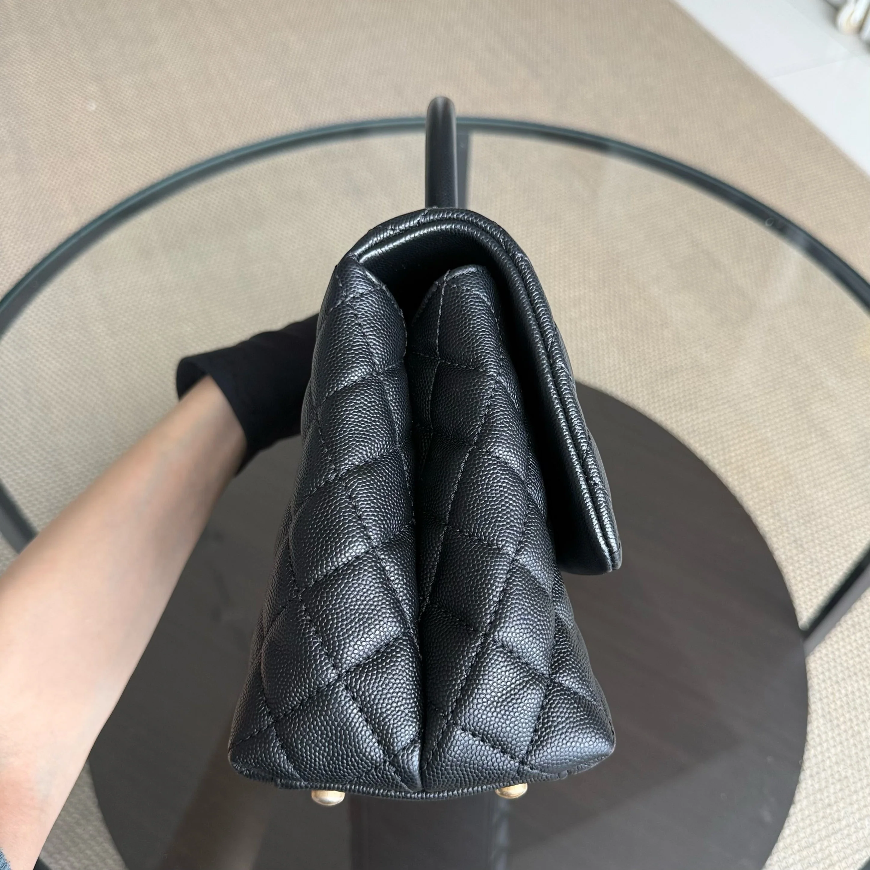 Chanel Coco Handle Medium - Caviar 29CM Quilted Black Gold Hardware Series 27