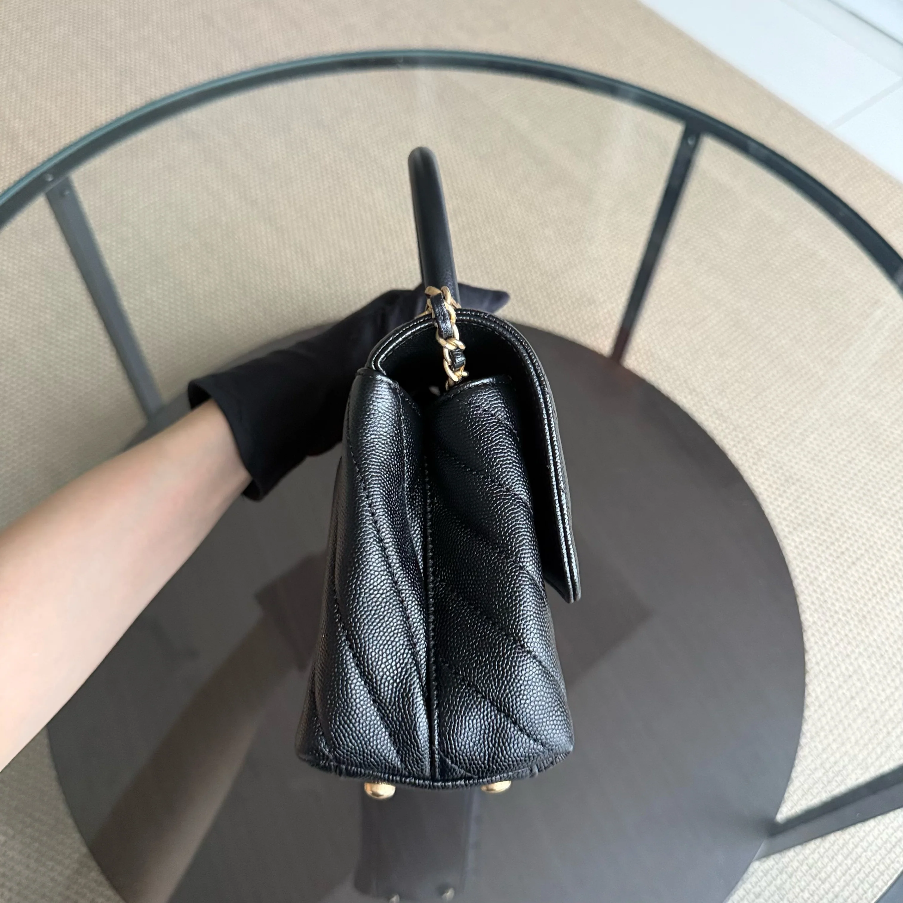 Chanel Coco Handle Small - Caviar Chevron Grained Calfskin Black Gold Hardware Series 26