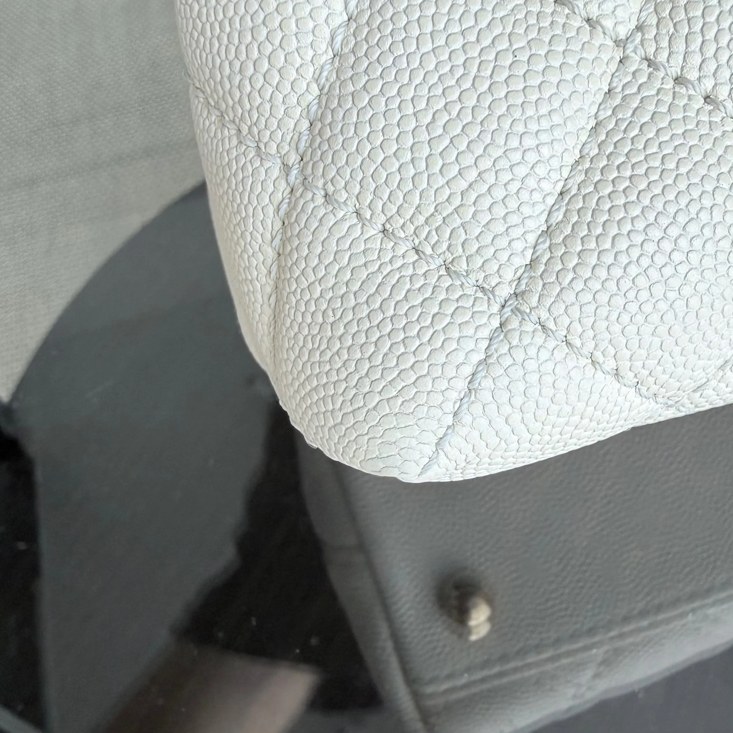 Chanel Coco Handle Small - Caviar Quilted Lizard Handle White Gold Hardward 24