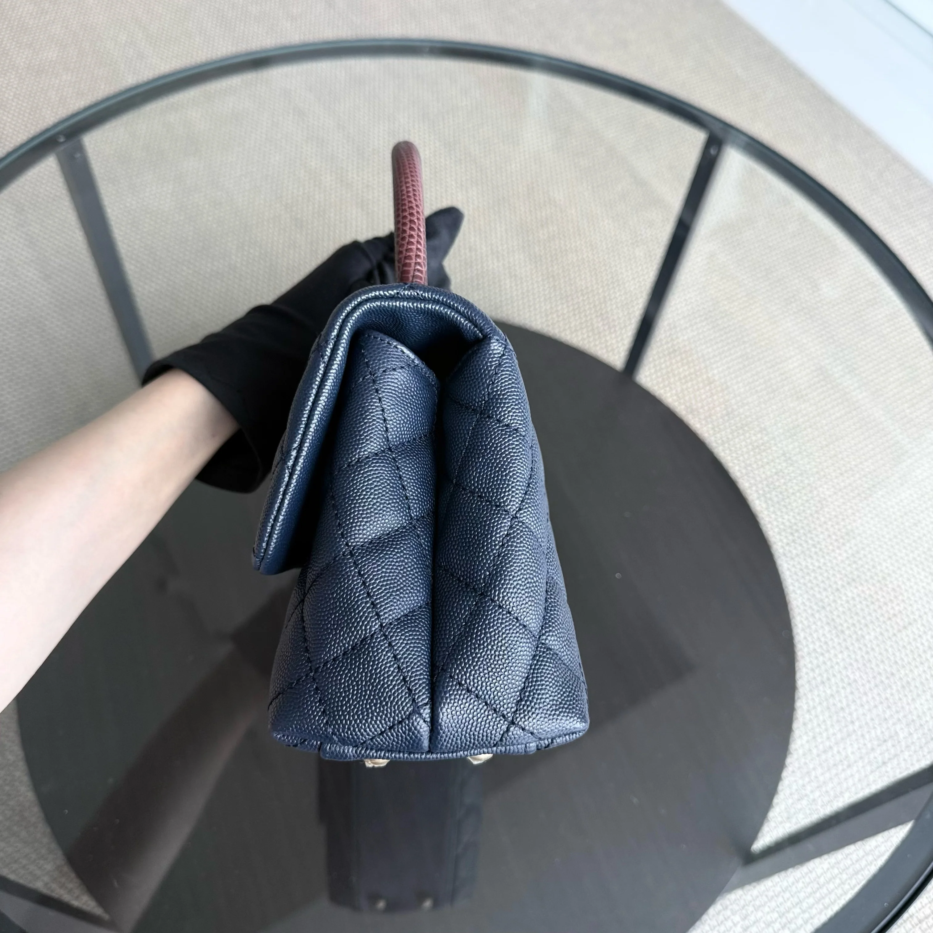 Chanel Coco Handle Small - Caviar Quilted Grained Calfskin Dark Blue Gold Hardware Series 24