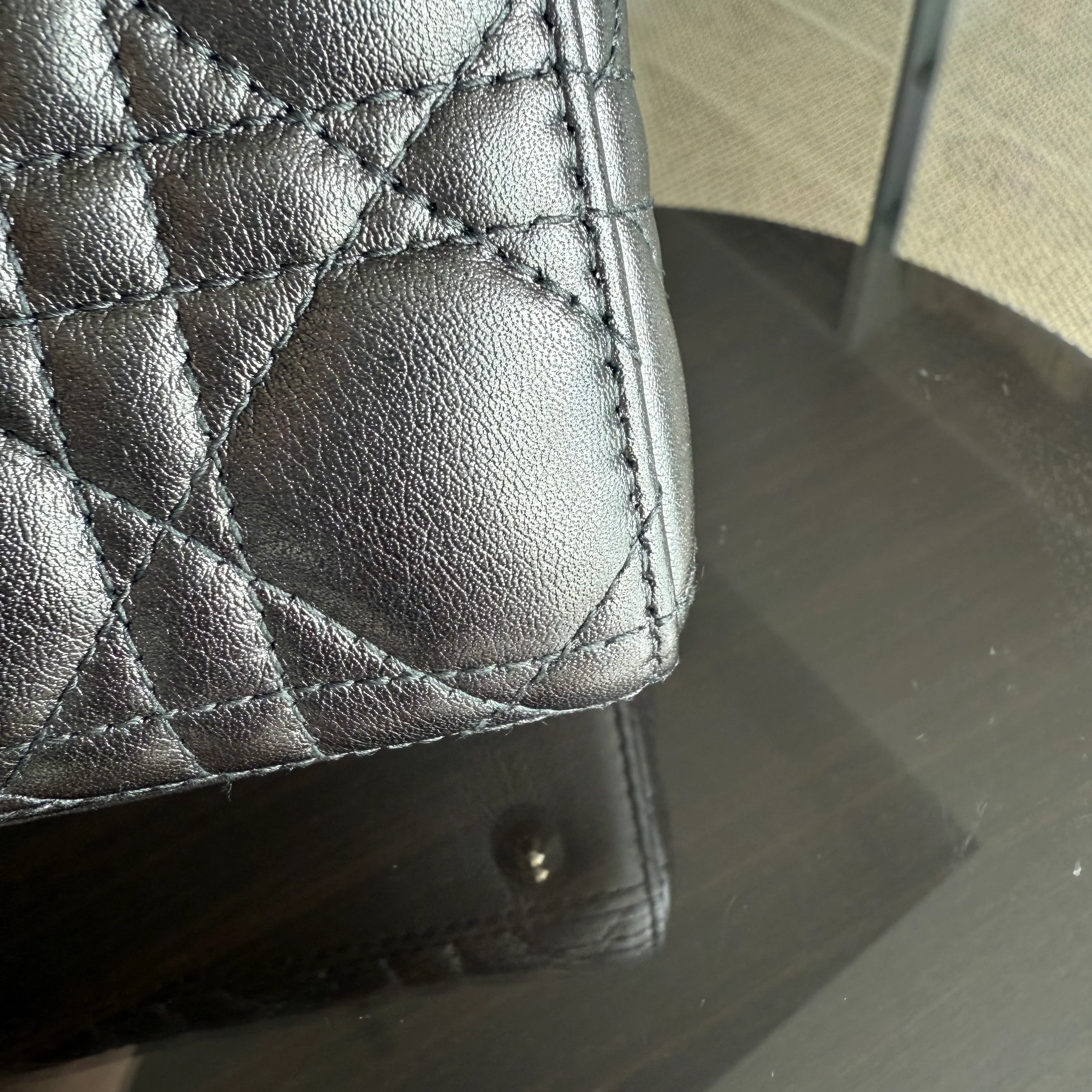 Dior Lady Small MyABC - Cannage calfskin Metallic Dark Grey Gunmetal Gold Hardware ABC