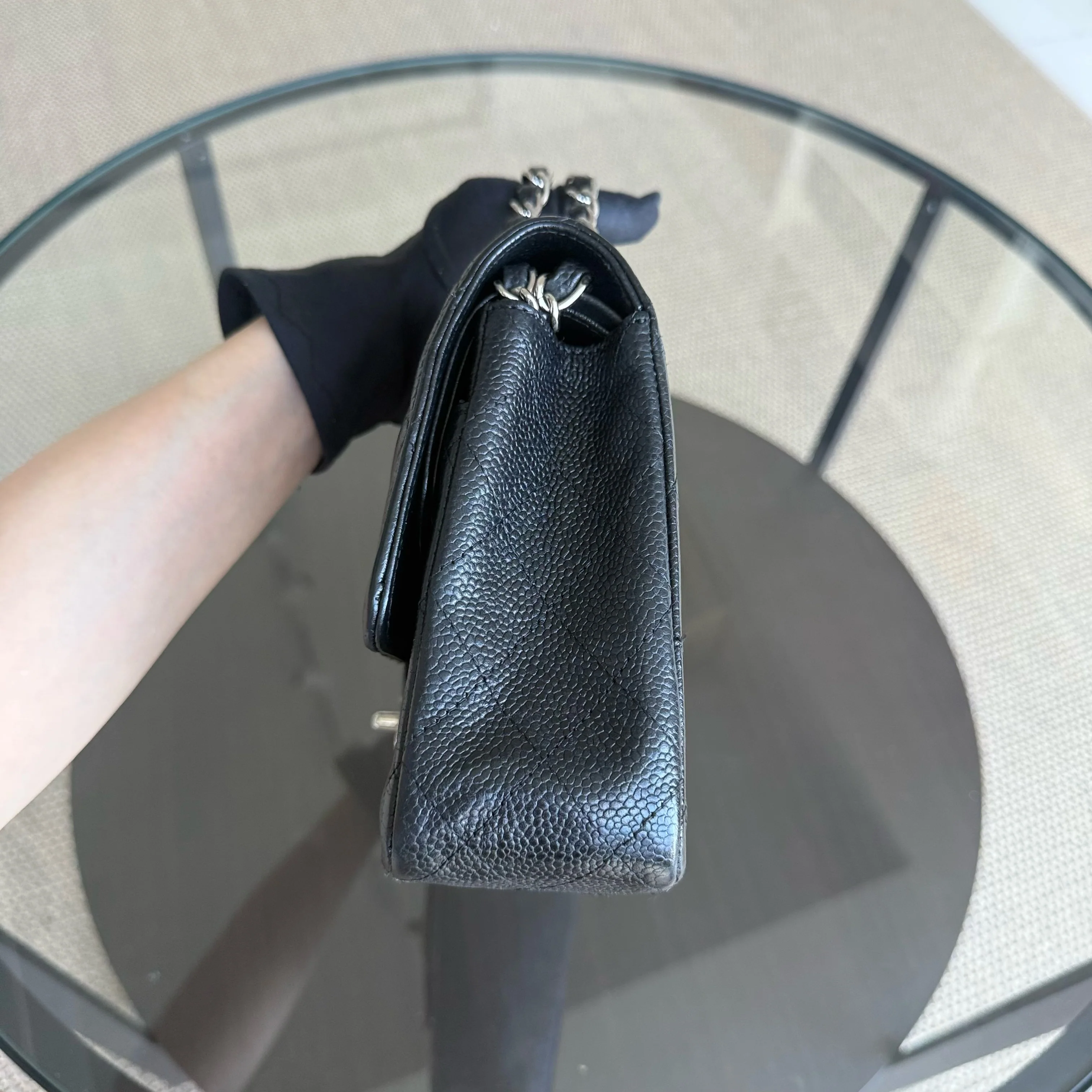 Chanel Classic Flap Medium - Caviar 25CM Quilted Grained Calfskin Black Silver Hardware Series 13