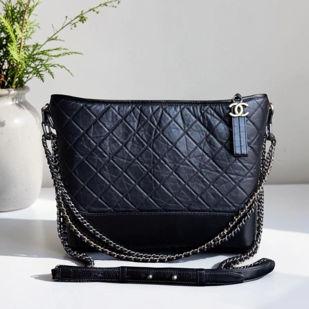 Chanel Gabrielle Large - Quilted Aged Calfskin Black Two-tone Gold Hardware Series 24