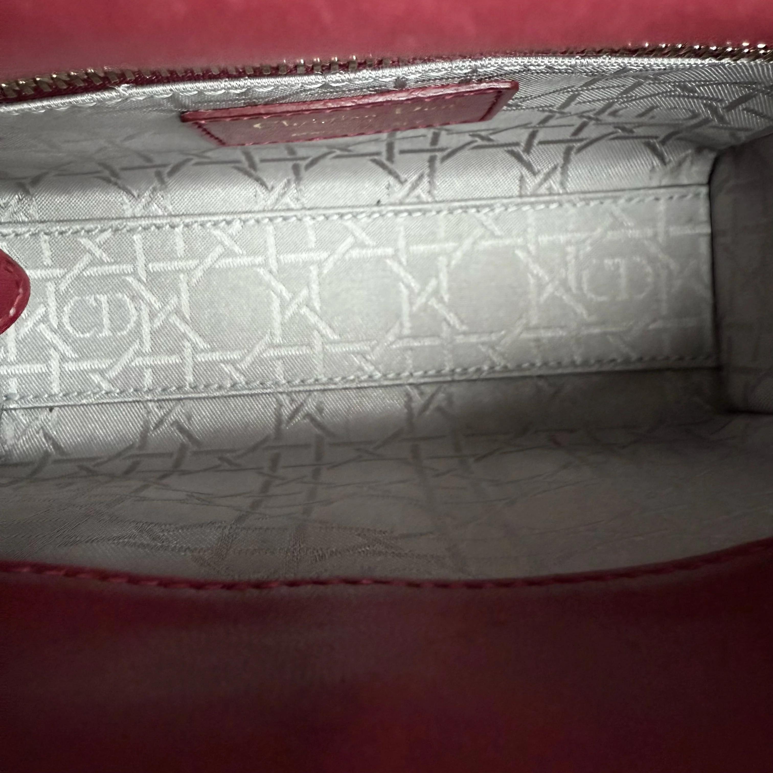 Dior Lady Mini - Cannage Lambskin Dark Red Gold Hardware Chain Strap