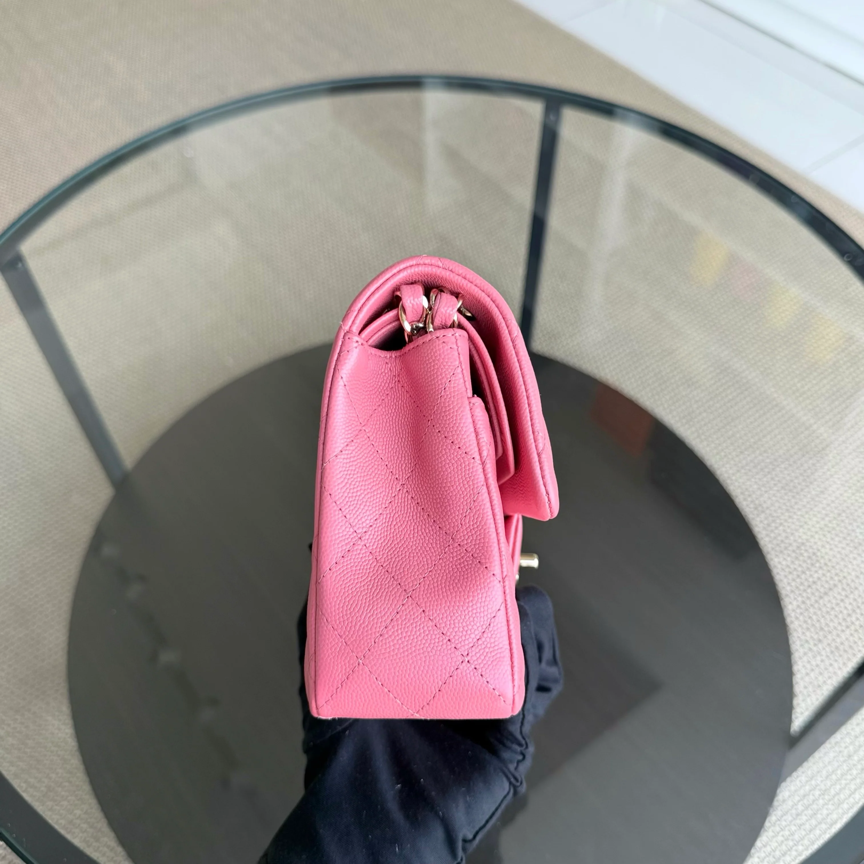 Chanel Classic Flap Small - Caviar 23CM Quilted Grained Calfskin Pink Gold Hardware Series 28