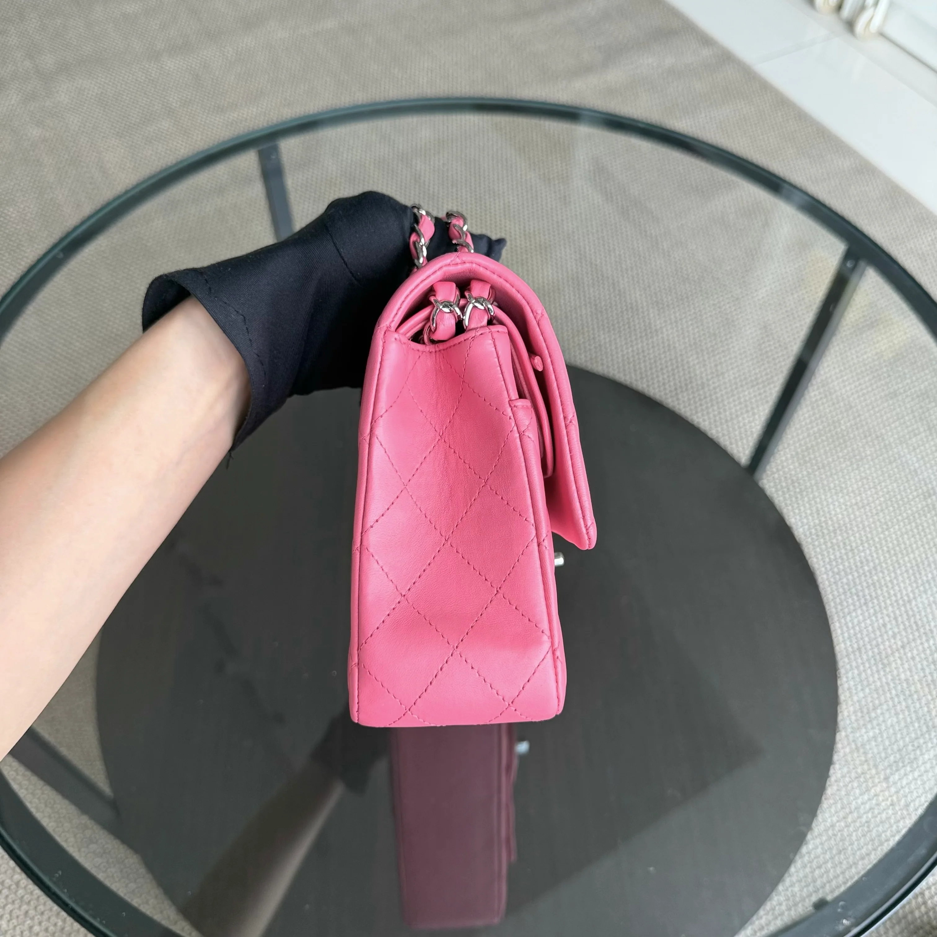 Chanel Classic Flap Medium - 25CM Quilted Lambskin Light Pink Silver Hardware Series 16