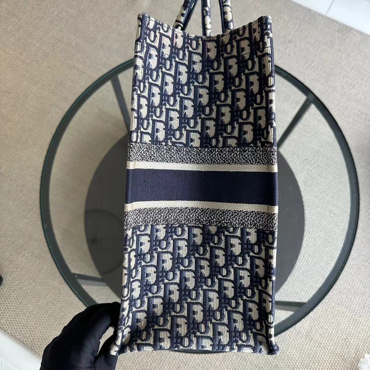 Dior Book Tote - Large Canvas Monogram Dark Blue