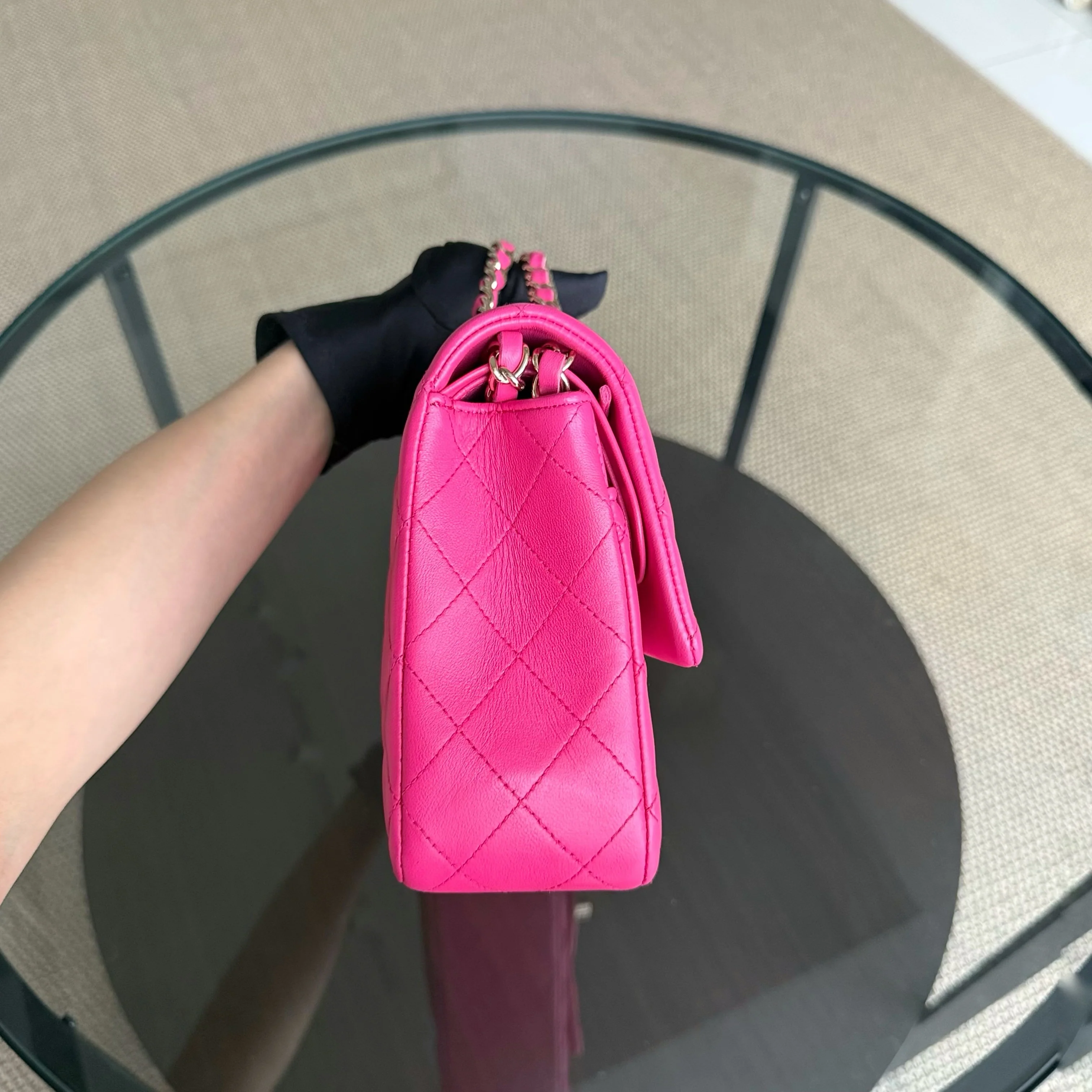 Chanel Classic Flap Medium - 25CM Quilted Lambskin Hot Pink Gold Hardware Series 22