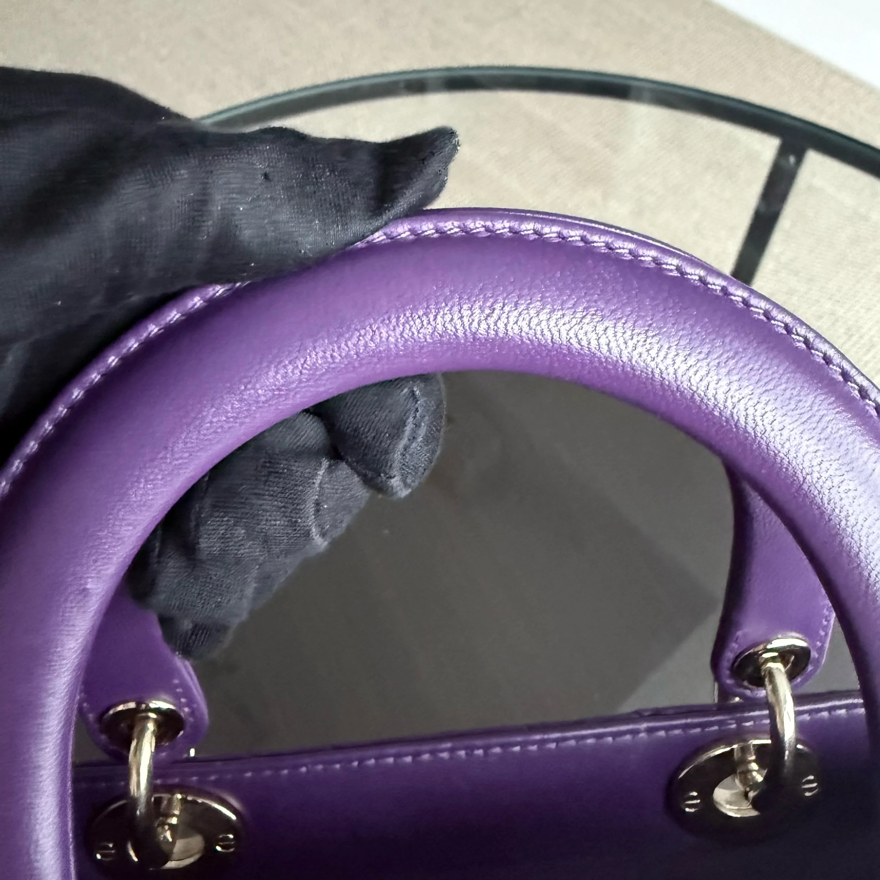 Dior Lady Medium - Cannage Lambskin Purple Silver Hardware