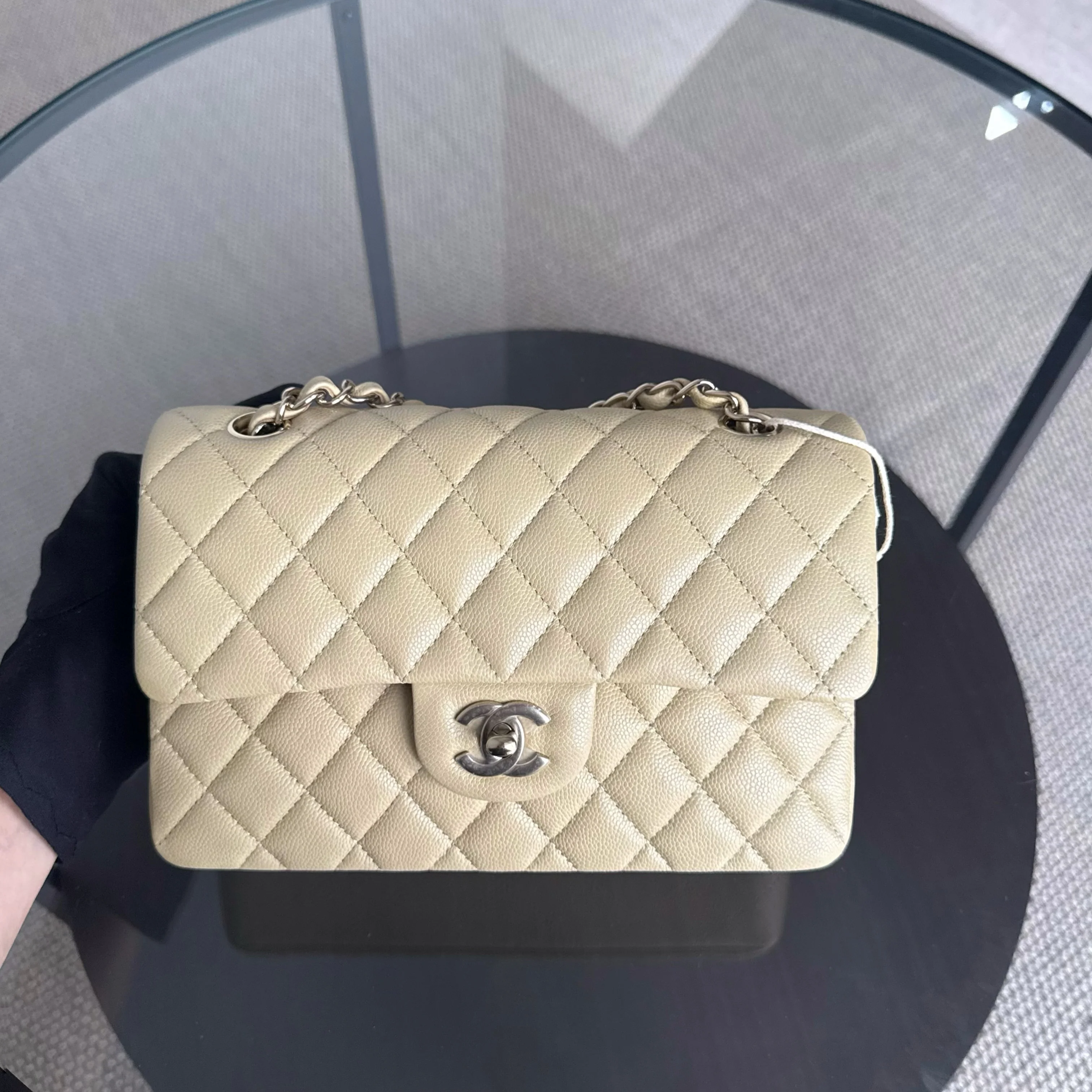 Chanel Classic Flap Small - Caviar 23CM Quilted Beige Gold Hardware Microchip