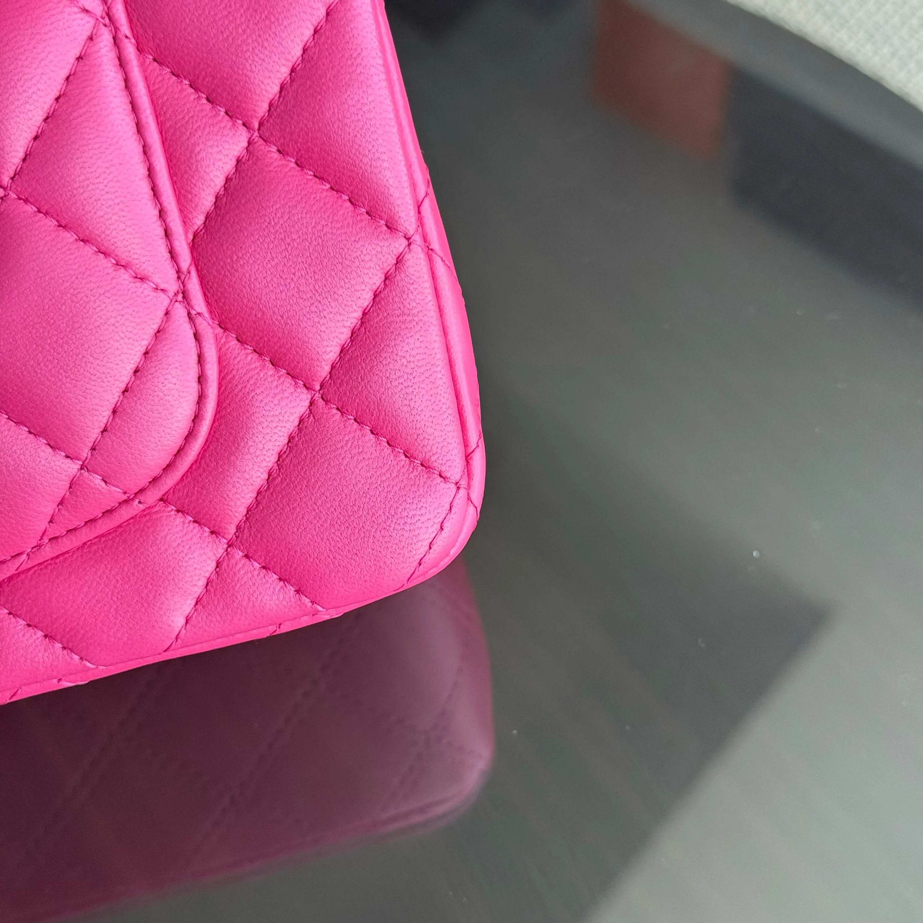 Chanel Classic Flap Mini Rectangle - 20CM Quilted Lambskin Pink Gold Hardware Series 19