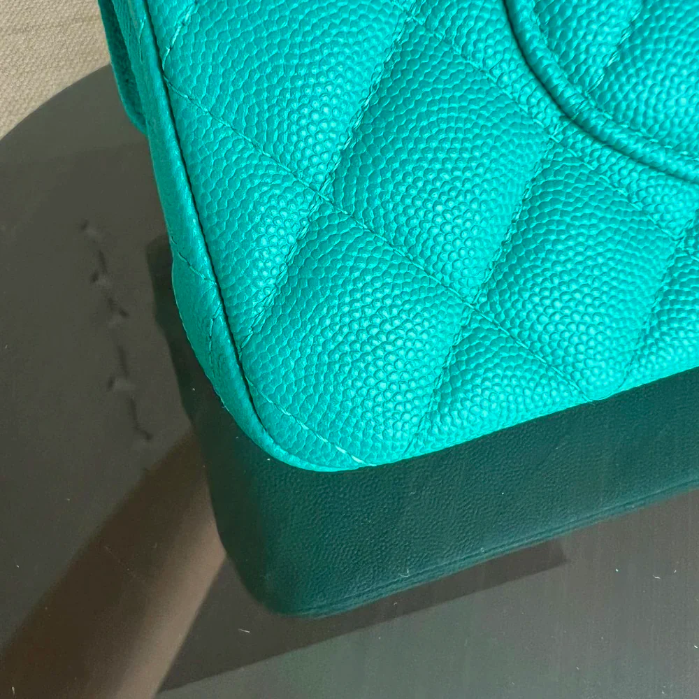 Chanel Classic Flap Medium - Caviar 25CM Quilted Cyan Blue Gold Hardware Series 23