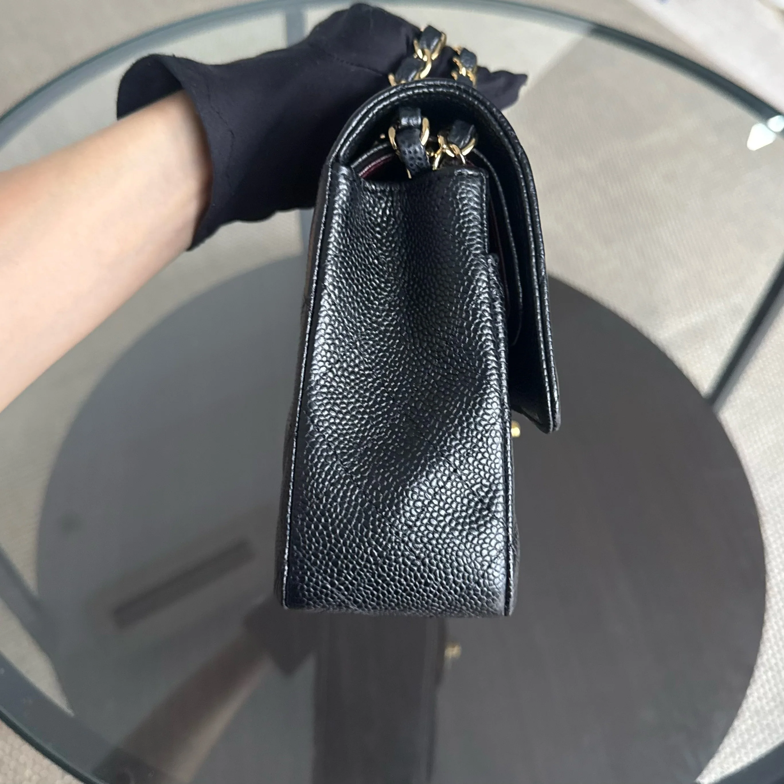 Chanel Classic Flap Medium - Caviar 25CM Quilted Double Flap Black Gold Hardware Series 21