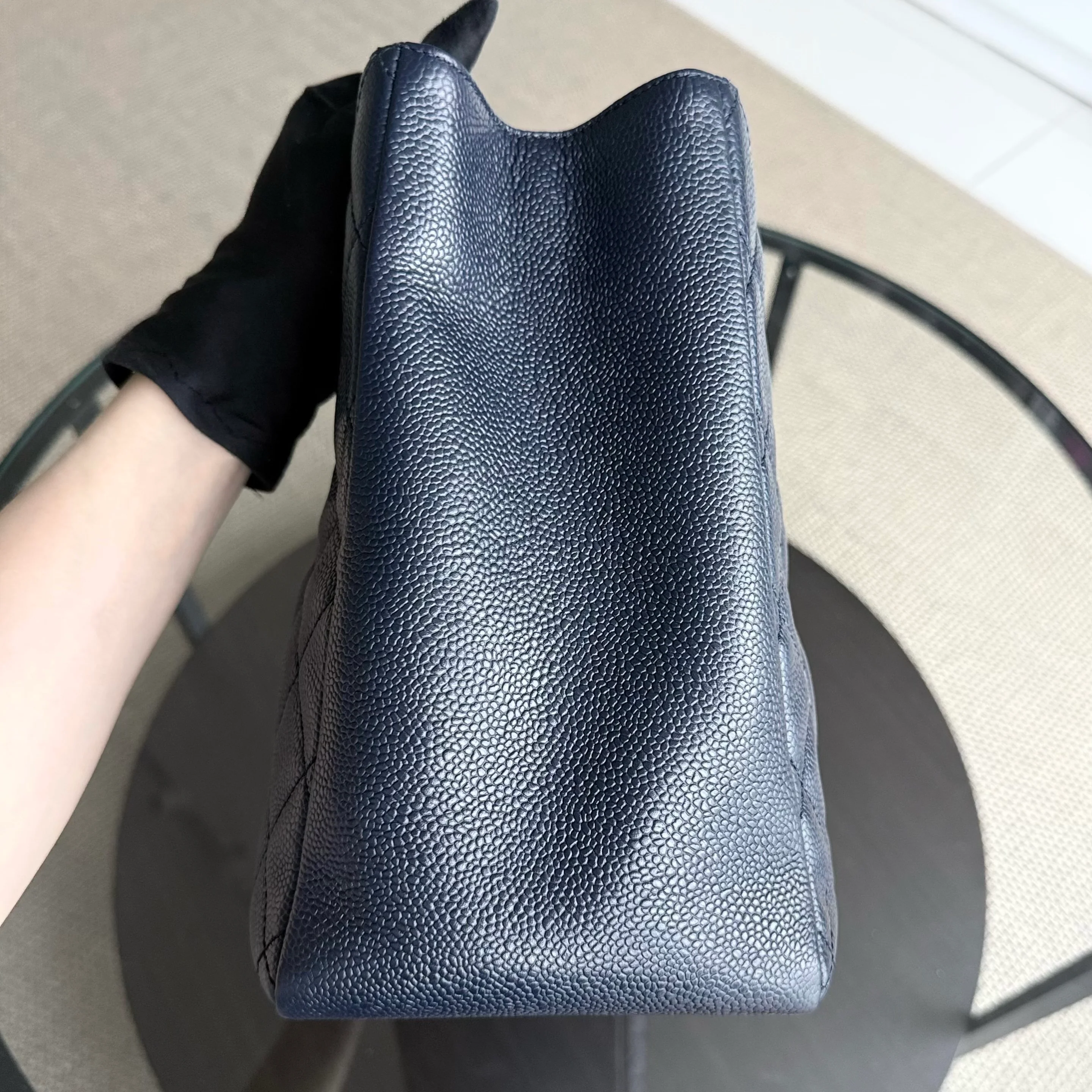 Chanel GST Grand Shopping Tote - Caviar Quilted Grained Calfskin Dark Navy Blue Gold Hardware Series 19