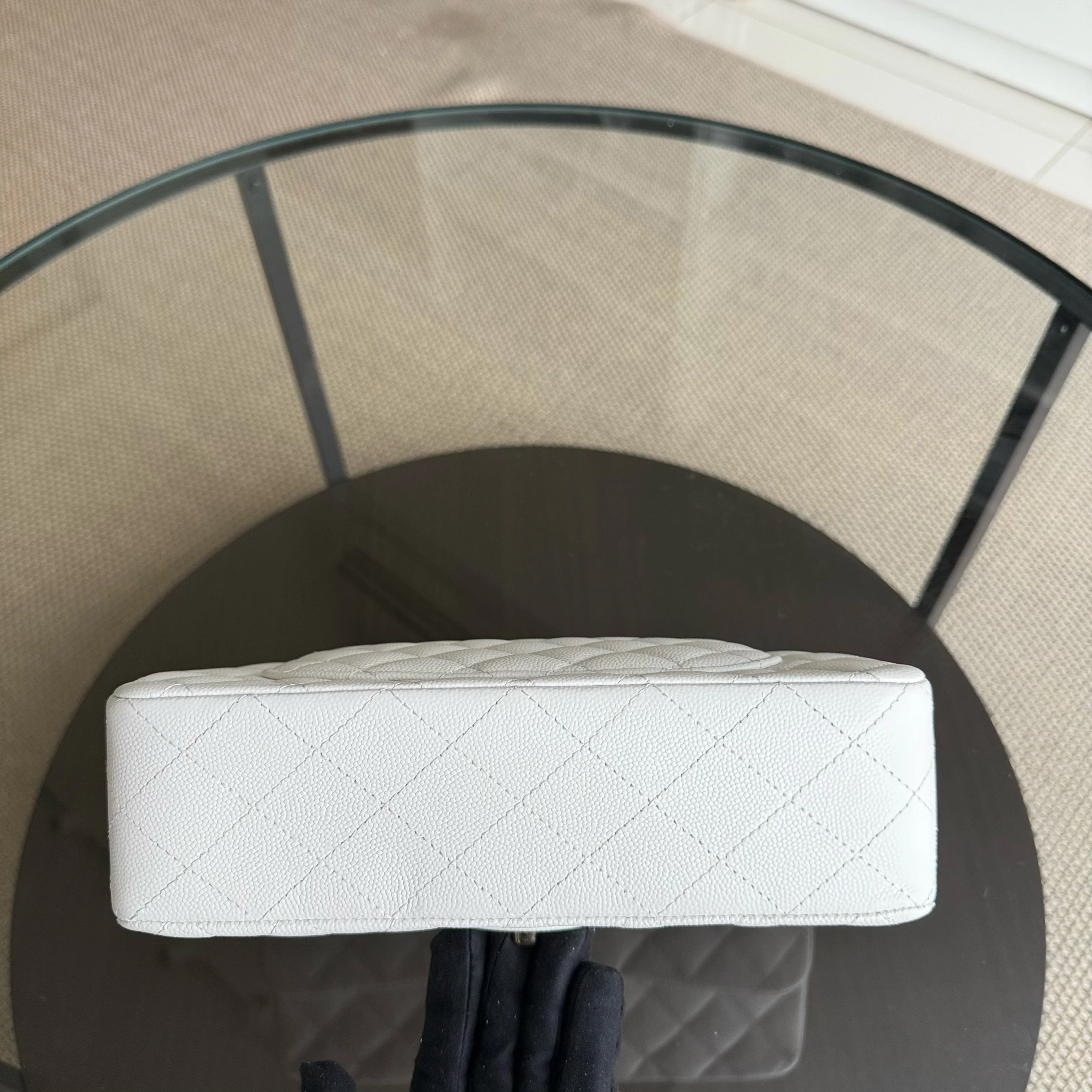 Chanel Classic Flap Small - Caviar 23CM Quilted White Gold Hardware Series 30