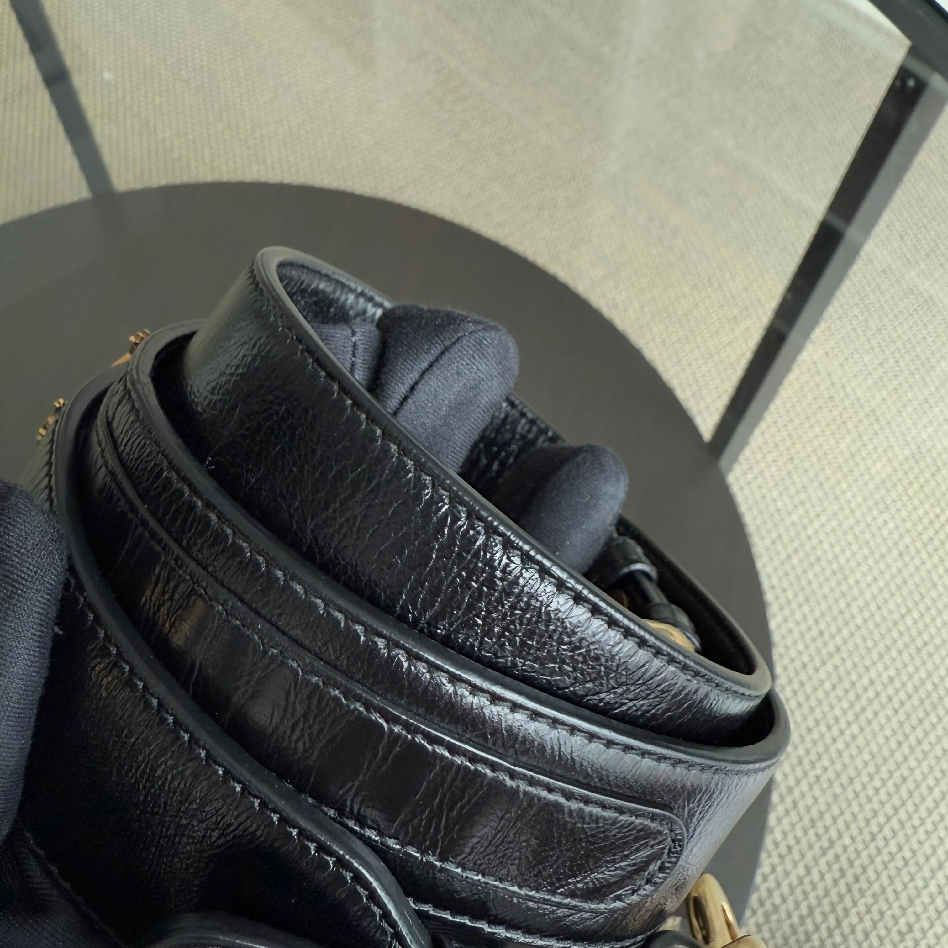 Dior Lady Small - Cannage Glazed Calfskin Black Gold Hardware