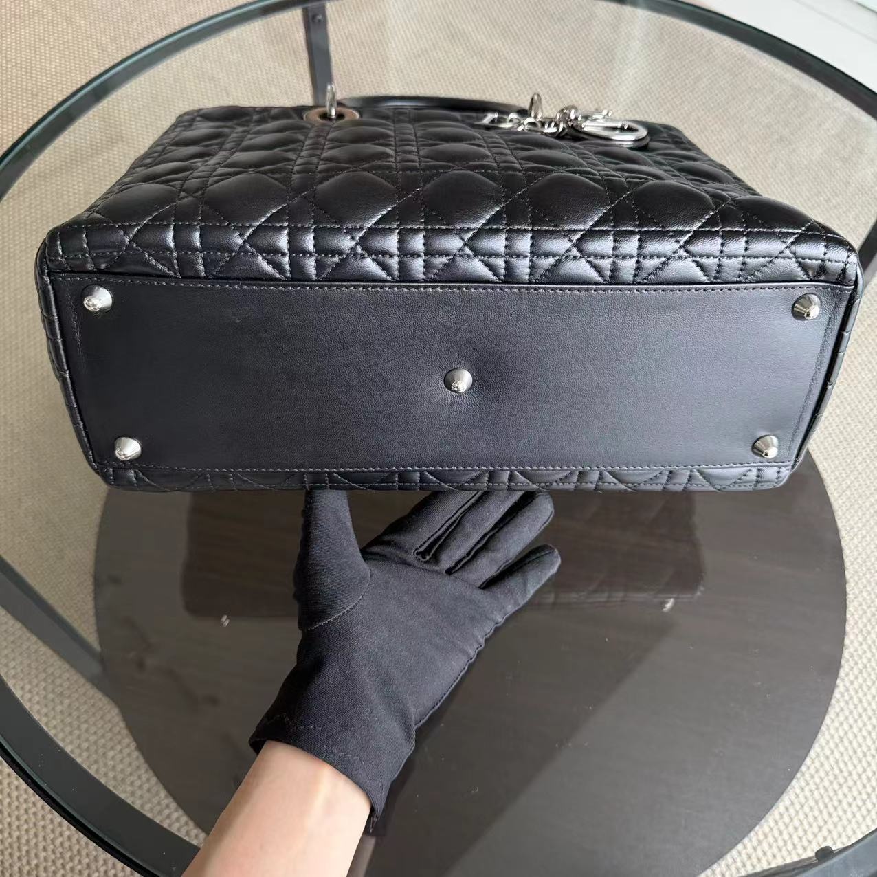 *Recolored* Dior Lady Large - Cannage Lambskin Black Silver Hardware