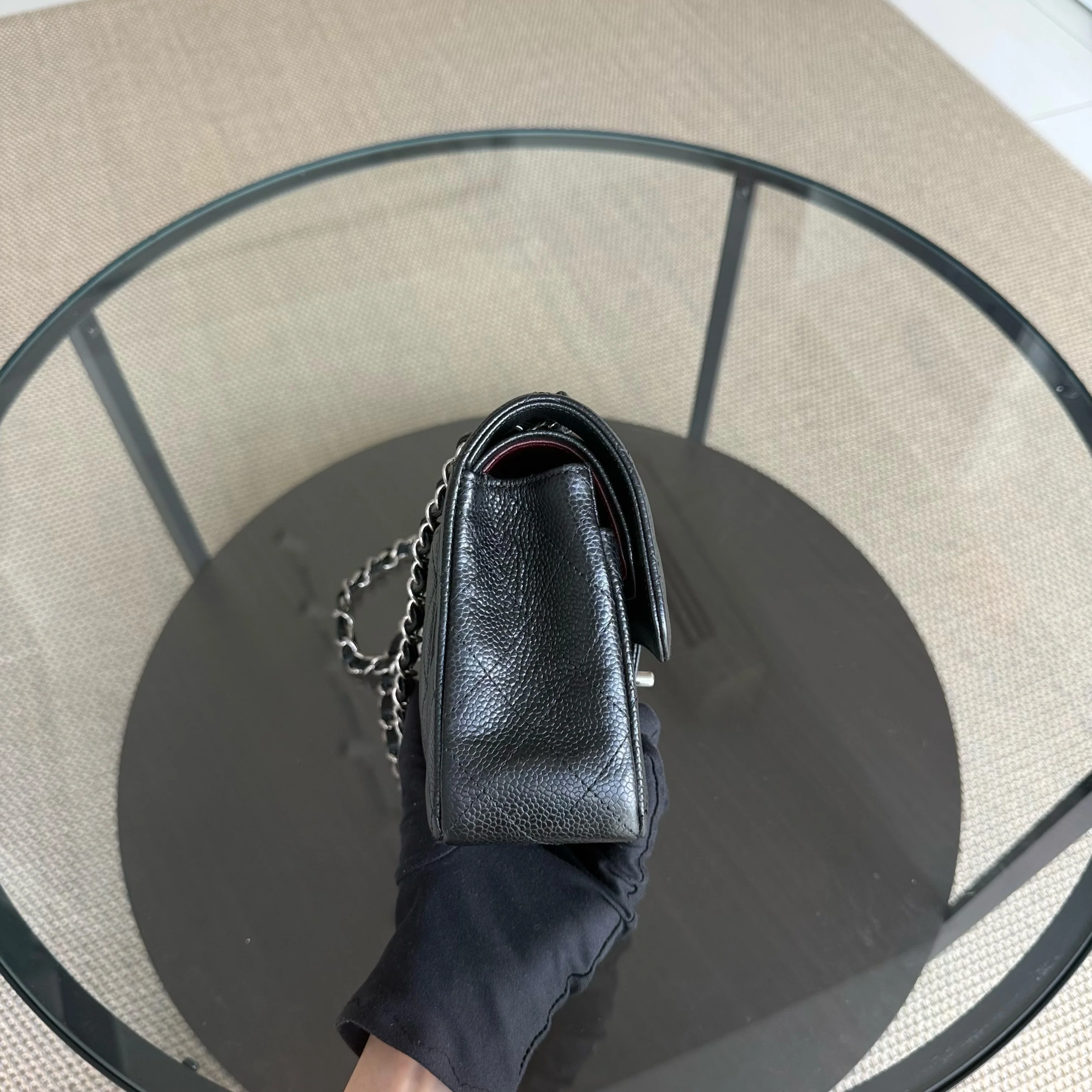 Chanel Classic Flap Small - 23CM Quilted Caviar Black Silver Hardware Series 19