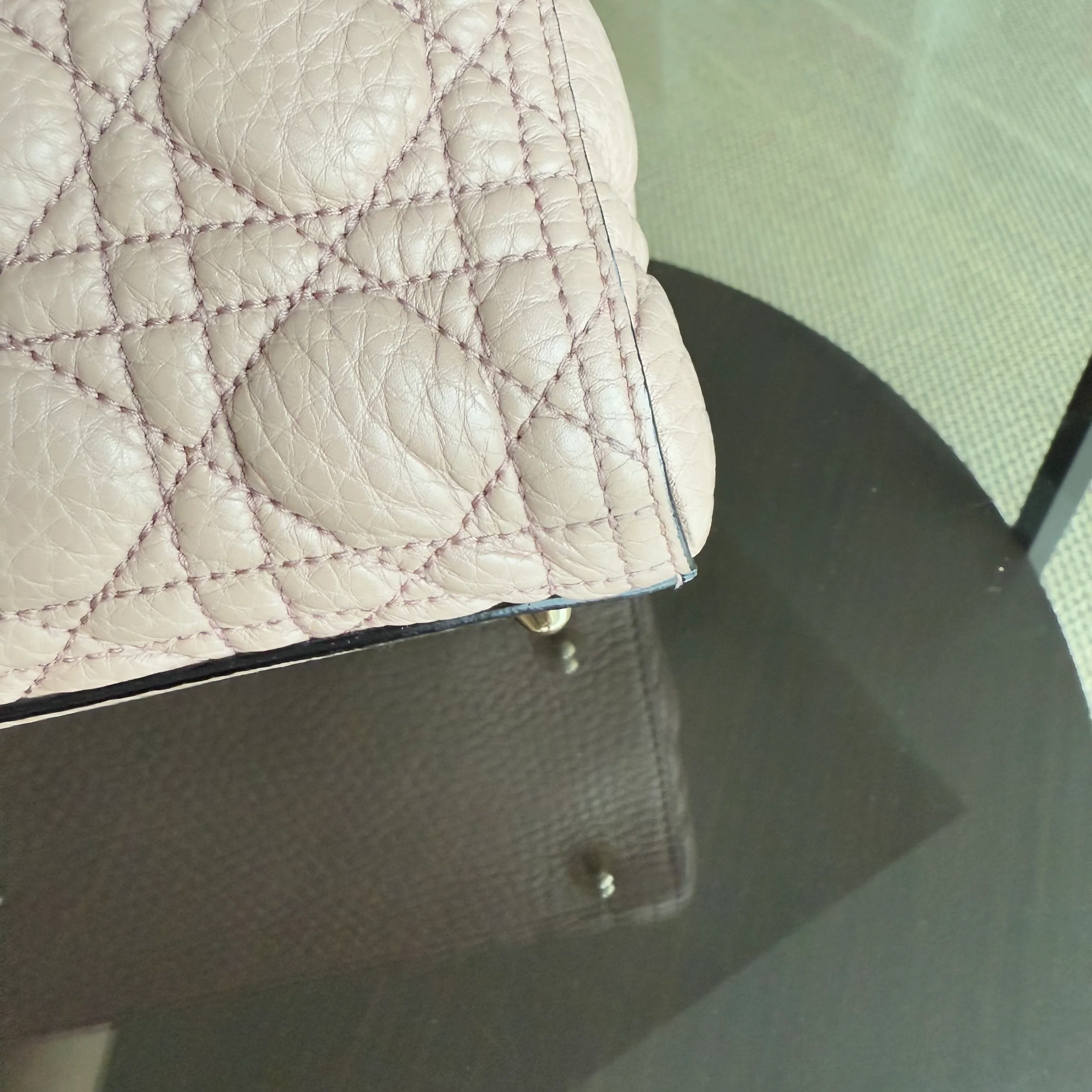 Dior Lady Flap Large - Grained Calfskin Nude Pink Gold Hardware