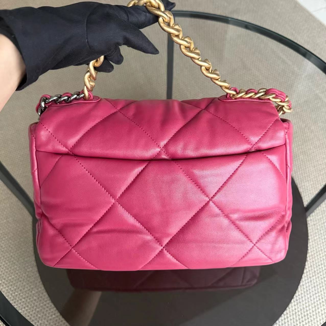 Chanel 19 Bag Medium - C19 Goatskin Hot Pink Two Tone Gold Hardware