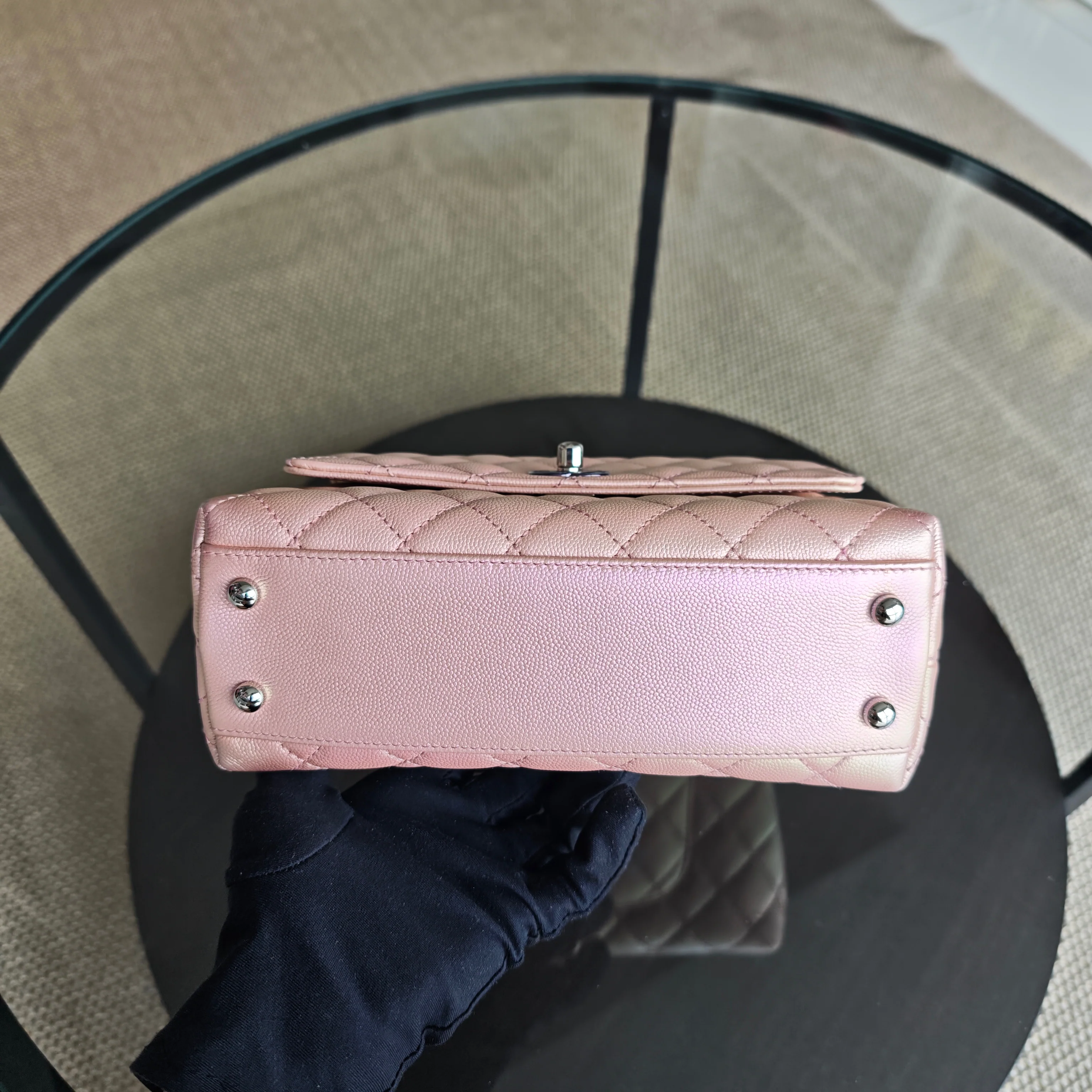 Chanel Coco Handle Small - Caviar Quilted Irridescent Pink Gold Hardware Microchip