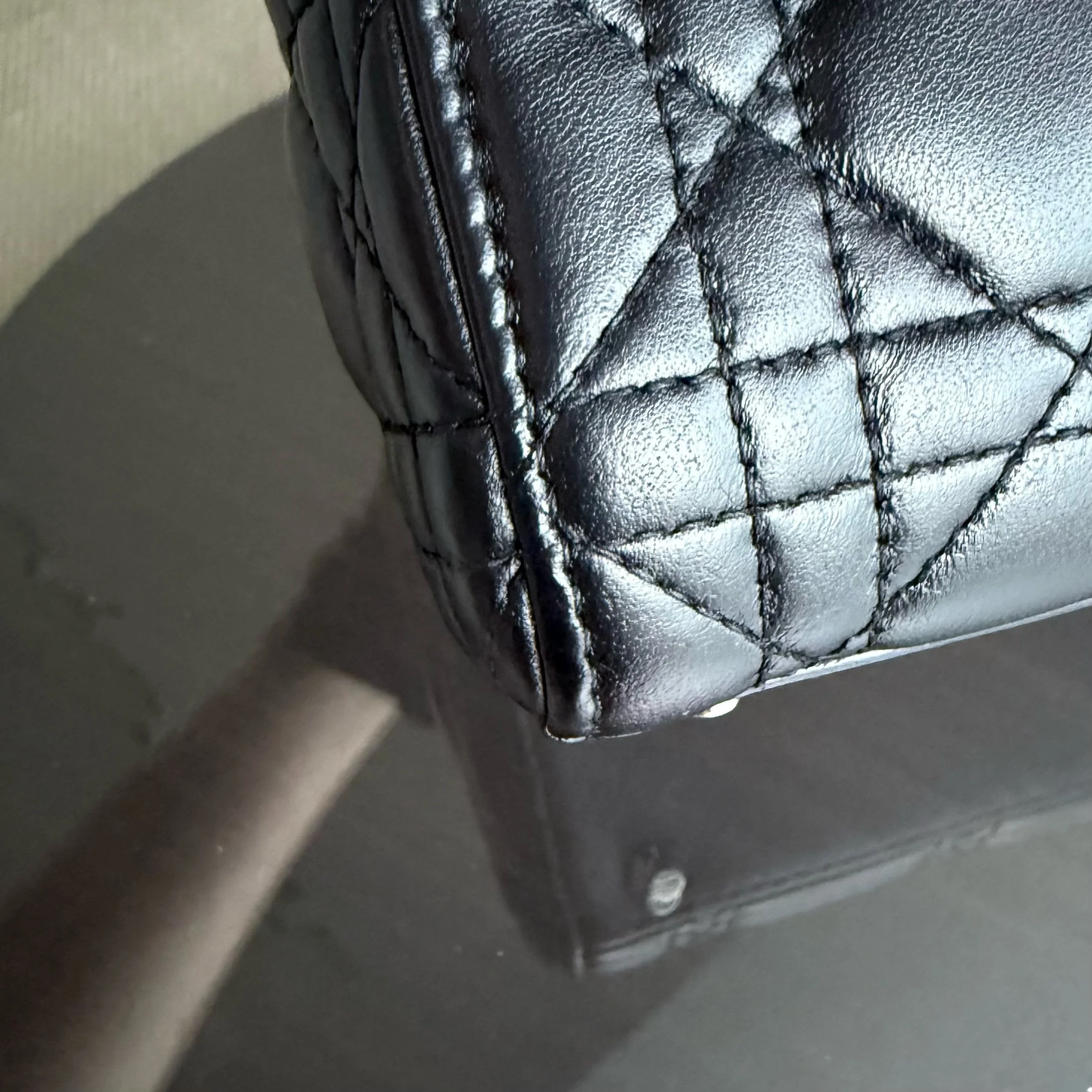 Dior Lady Mini - Cannage Lambskin Black Silver Hardware Adjustable Strap