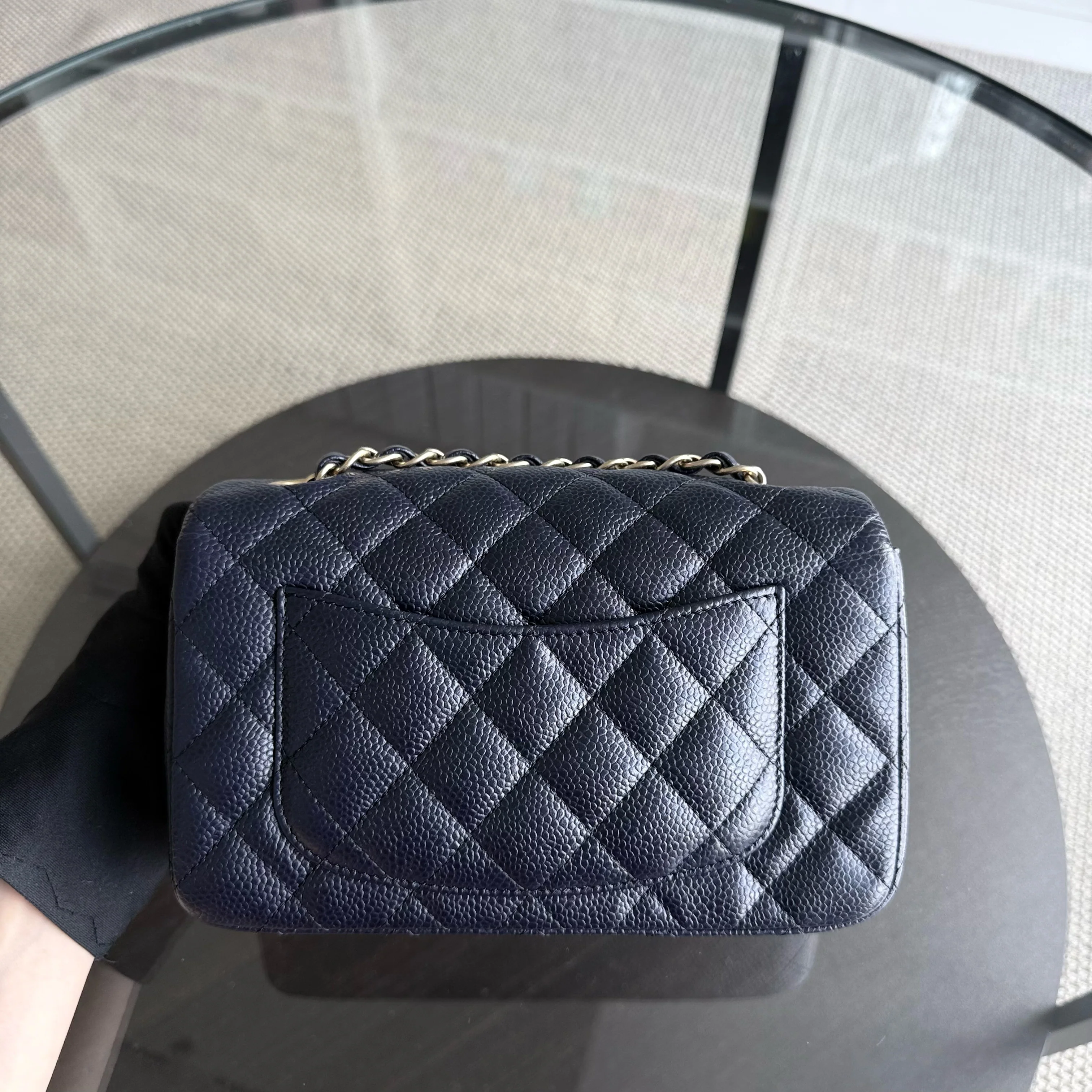 Chanel Classic Flap Mini - Caviar 20CM Quilted Dark Blue Gold Hardware Series 21