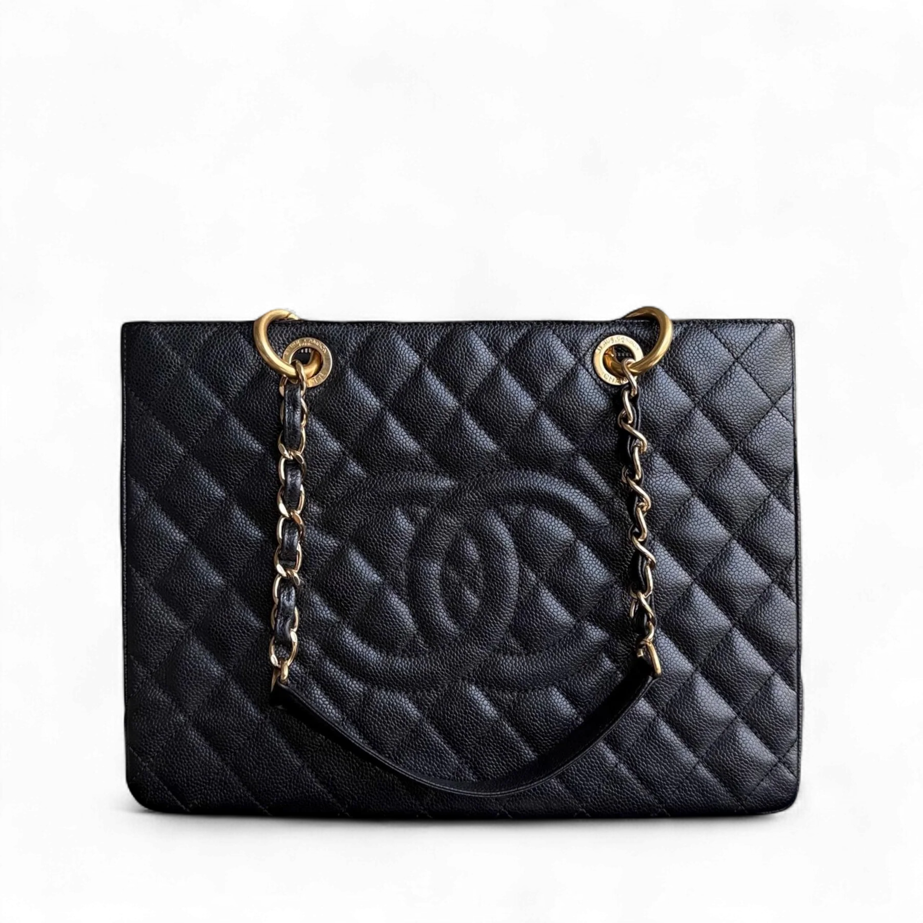Chanel GST Grand Shopping Tote - Caviar Quilted Grained Calfskin Black Gold Hardware Series 14