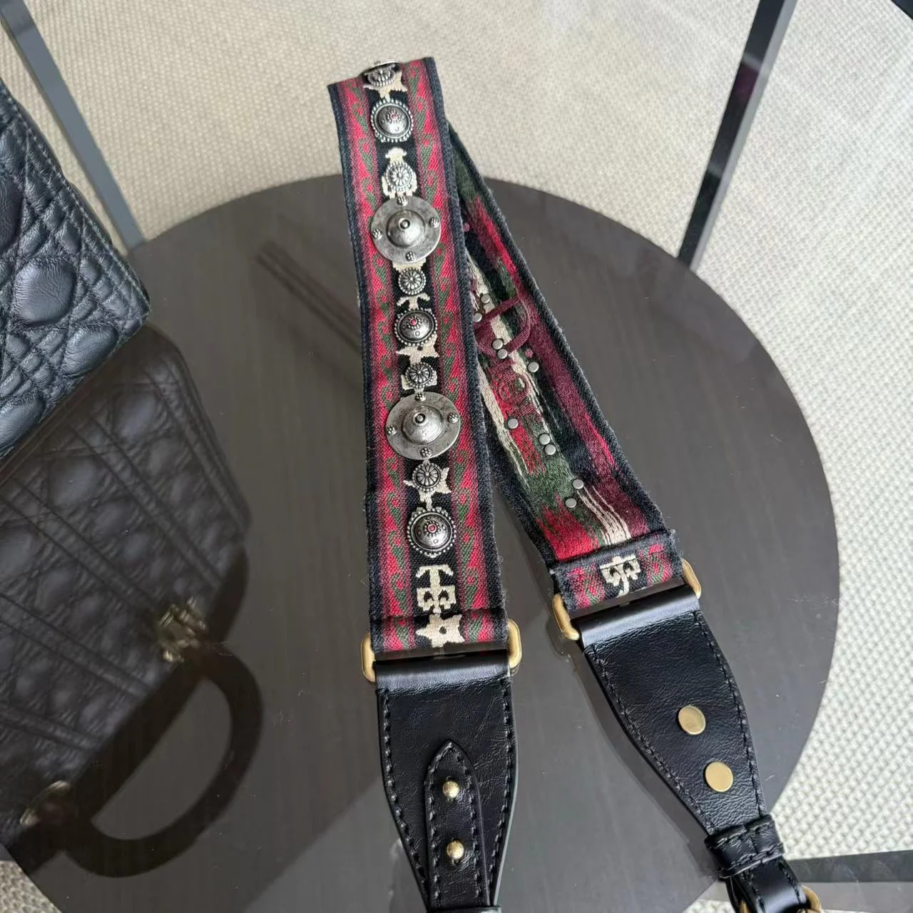 *Flap, Calfskin* Dior Lady Large - Cannage Calfskin Black Golden Hardware