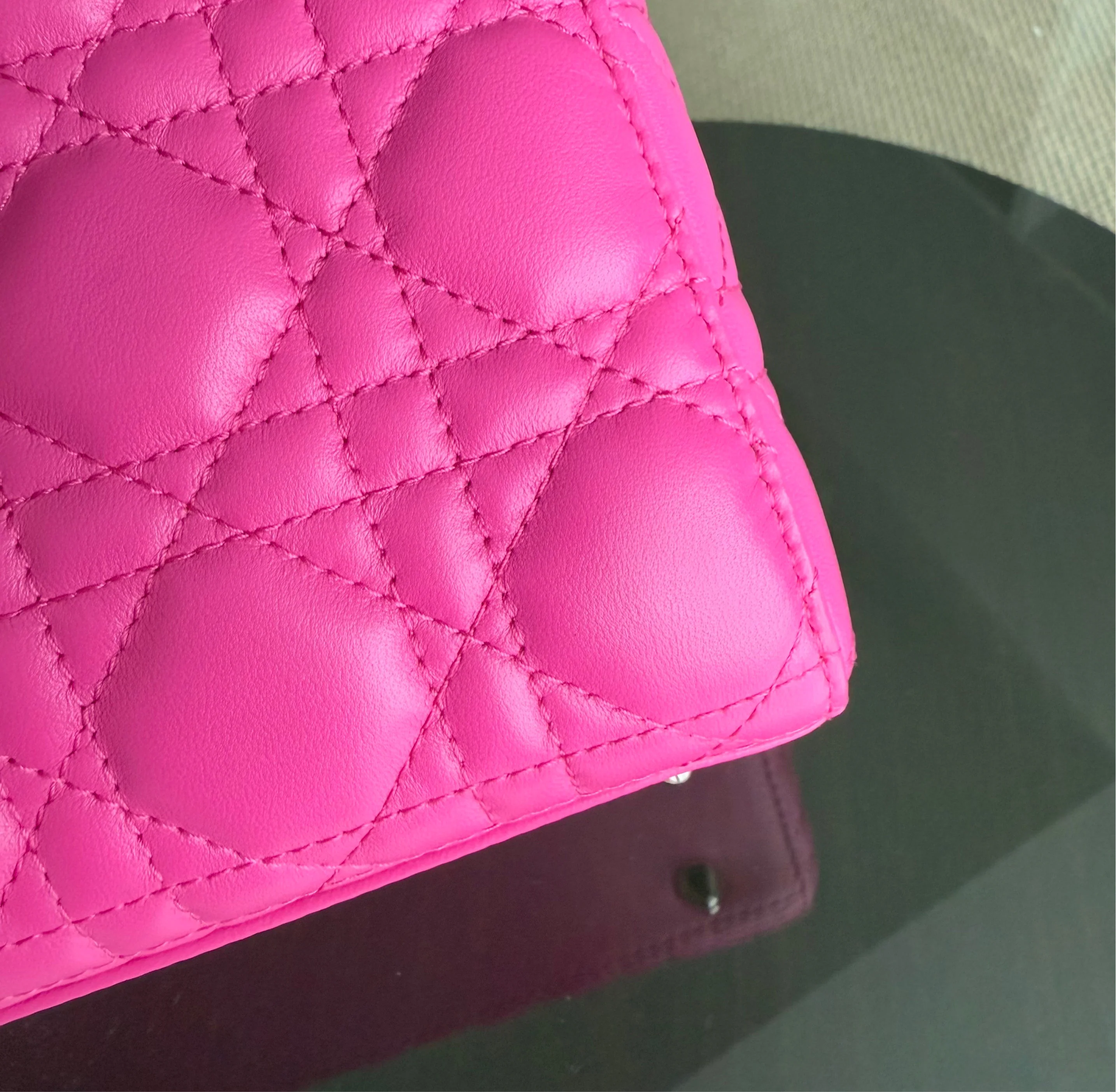 Dior Lady Small - Cannage Lambskin Barbie Pink Silver Hardware