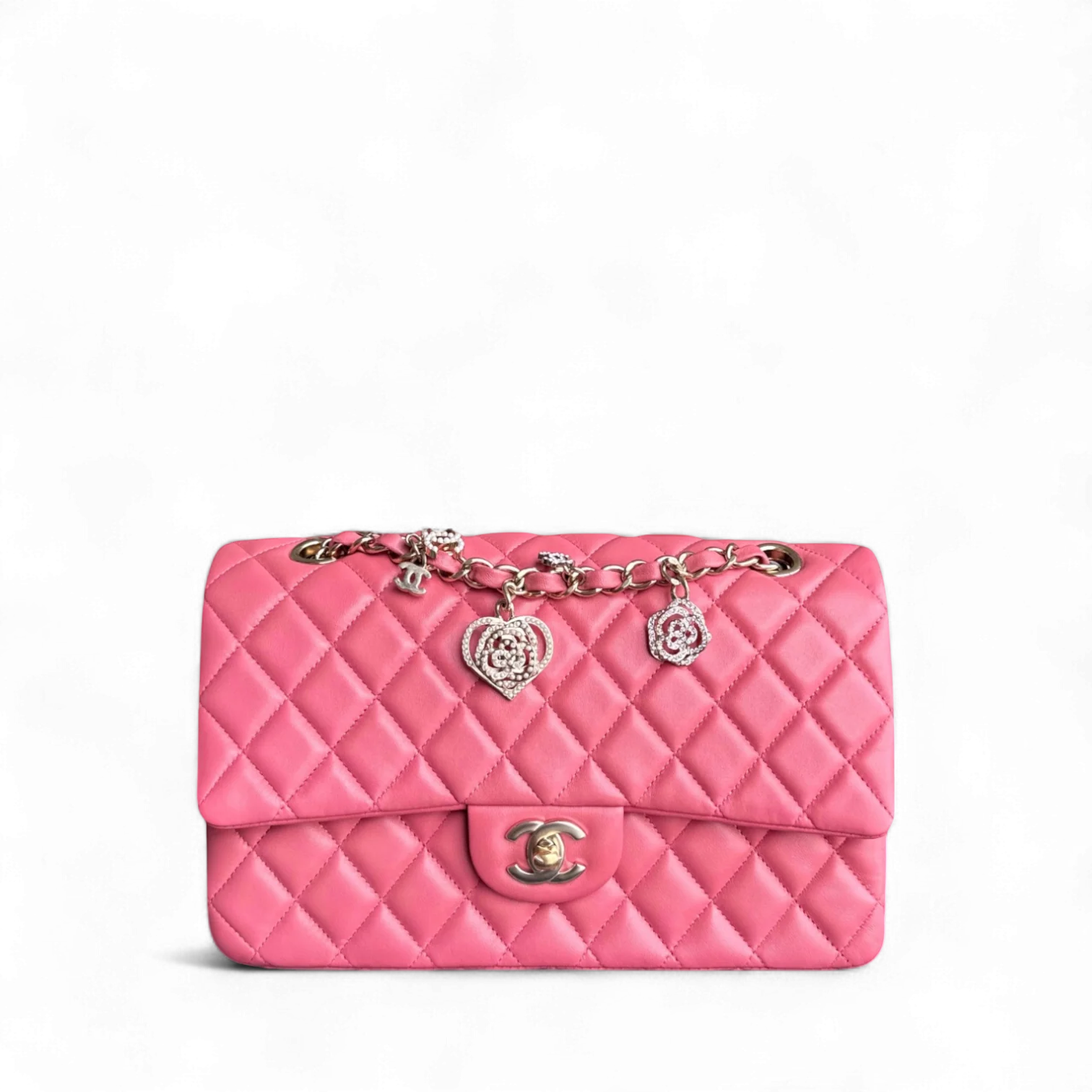 Chanel Classic Flap Medium - Special Valentine Edition 25CM Quilted Lambskin Pink Gold Hardware Series 19
