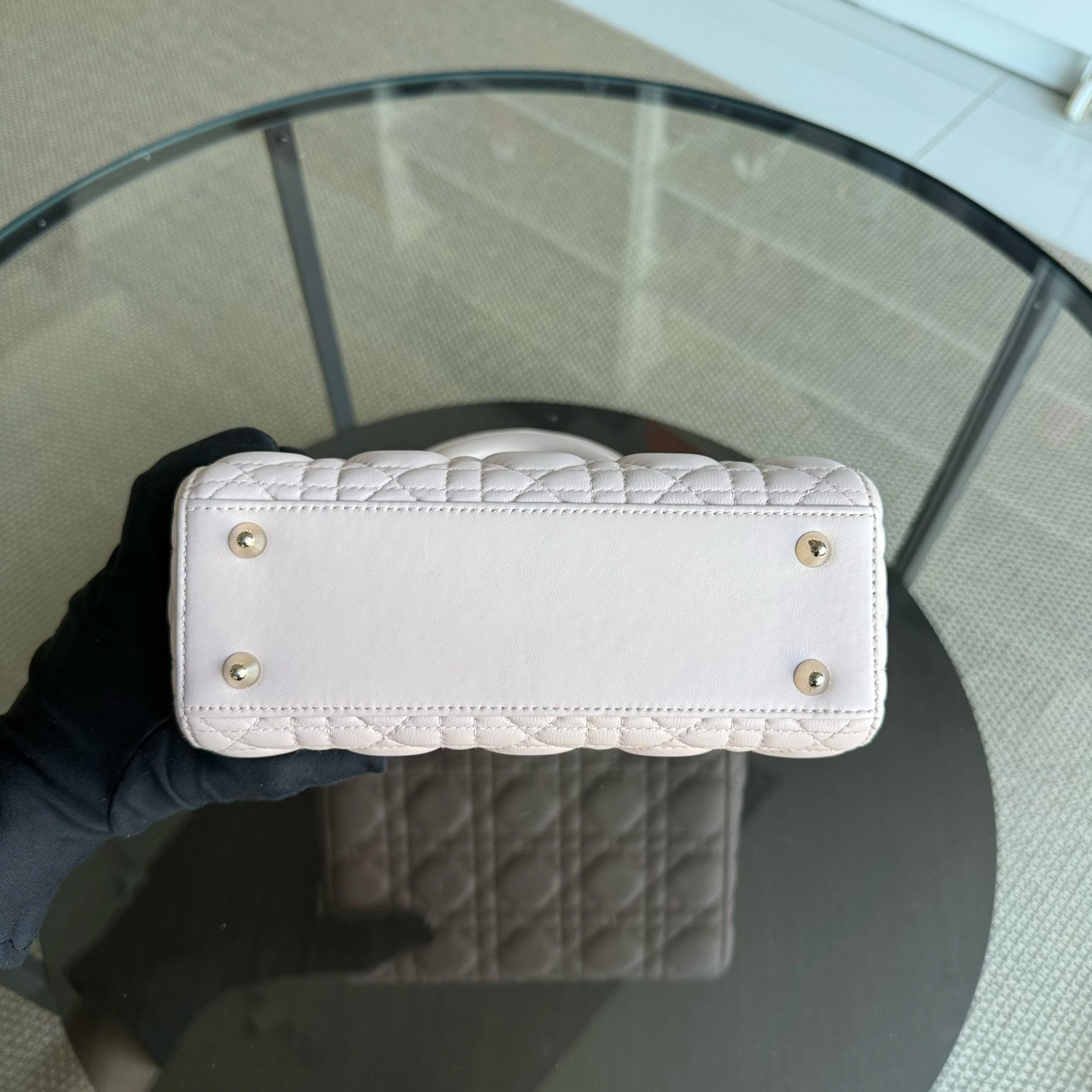 Dior Lady Small Flap - Cannage Lambskin Light Sakura Pink Gold Hardware NO STRAP