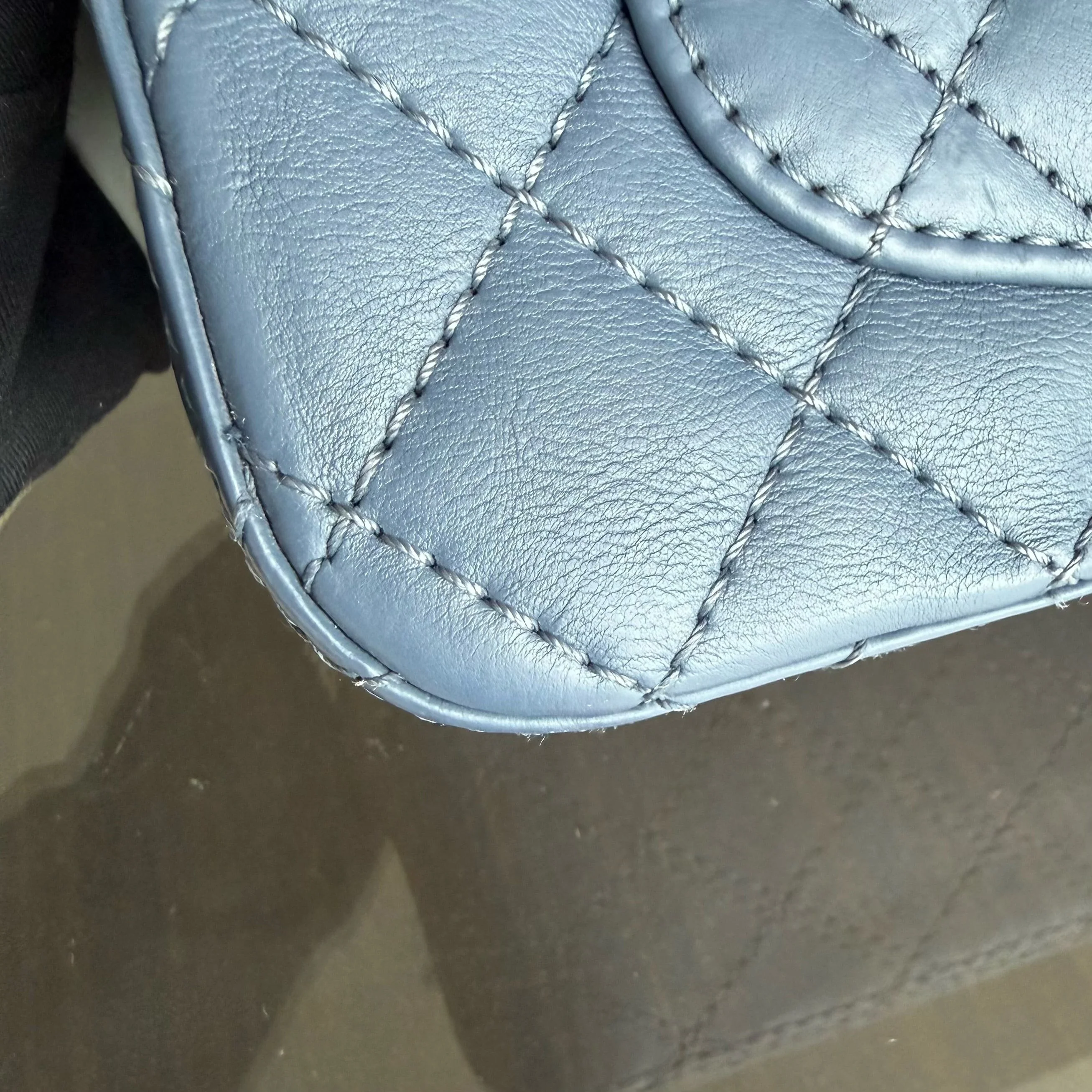 Chanel 2.55 Reissue Mini - 20CM Quilted Caviar Aged Grained Calfskin Blue Gold Hardware Series 23