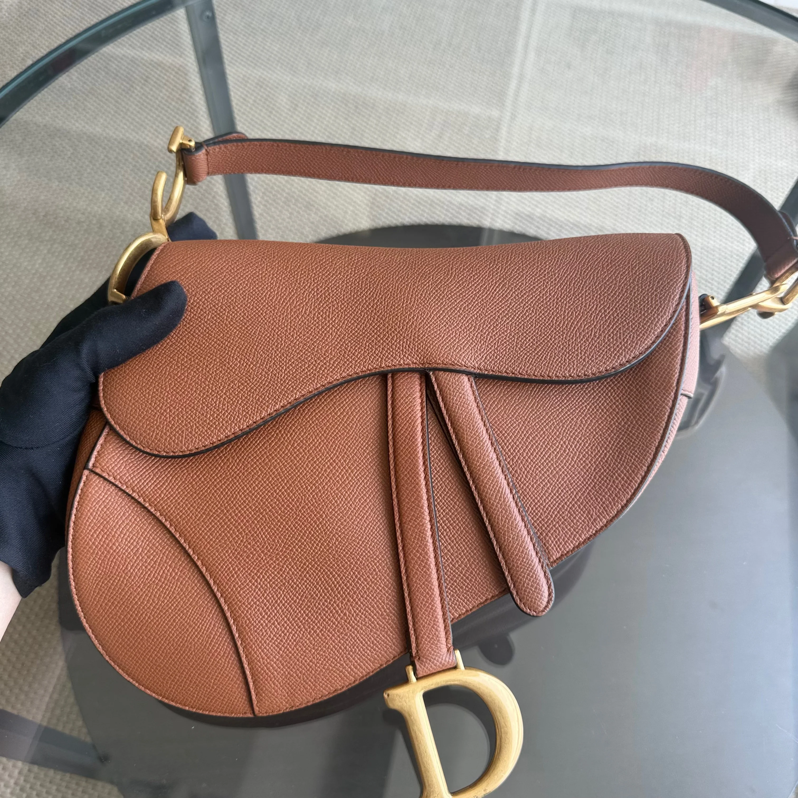 Dior Saddle Medium - Grained Calfskin Caramel Gold Hardware