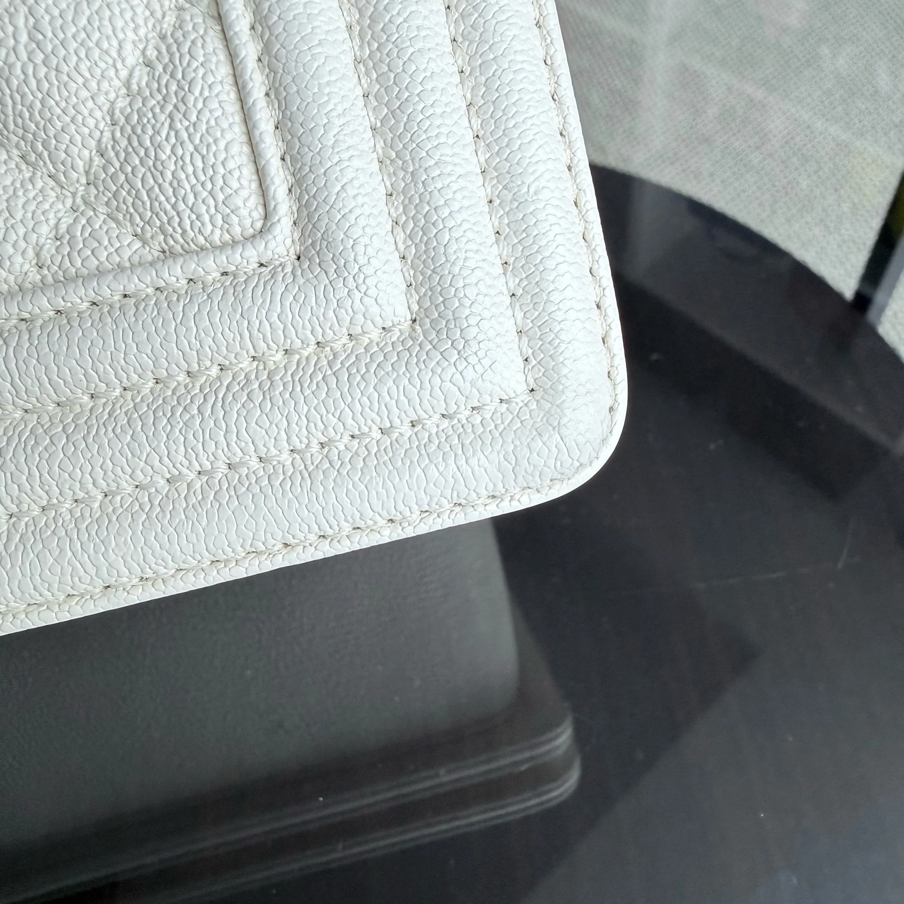 Chanel Boy Medium - Caviar 25CM Cream White Aged Gold Hardware Series 26