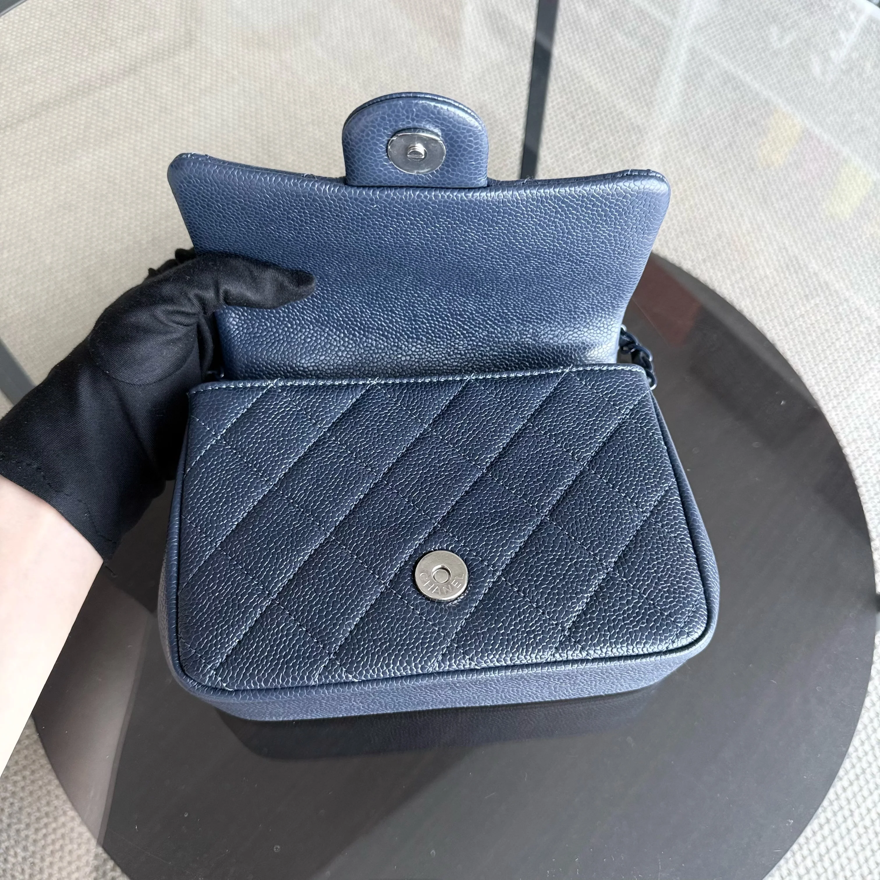 Chanel CC Flap Mini Square - Caviar Quilted All Blue Hardware Series 29