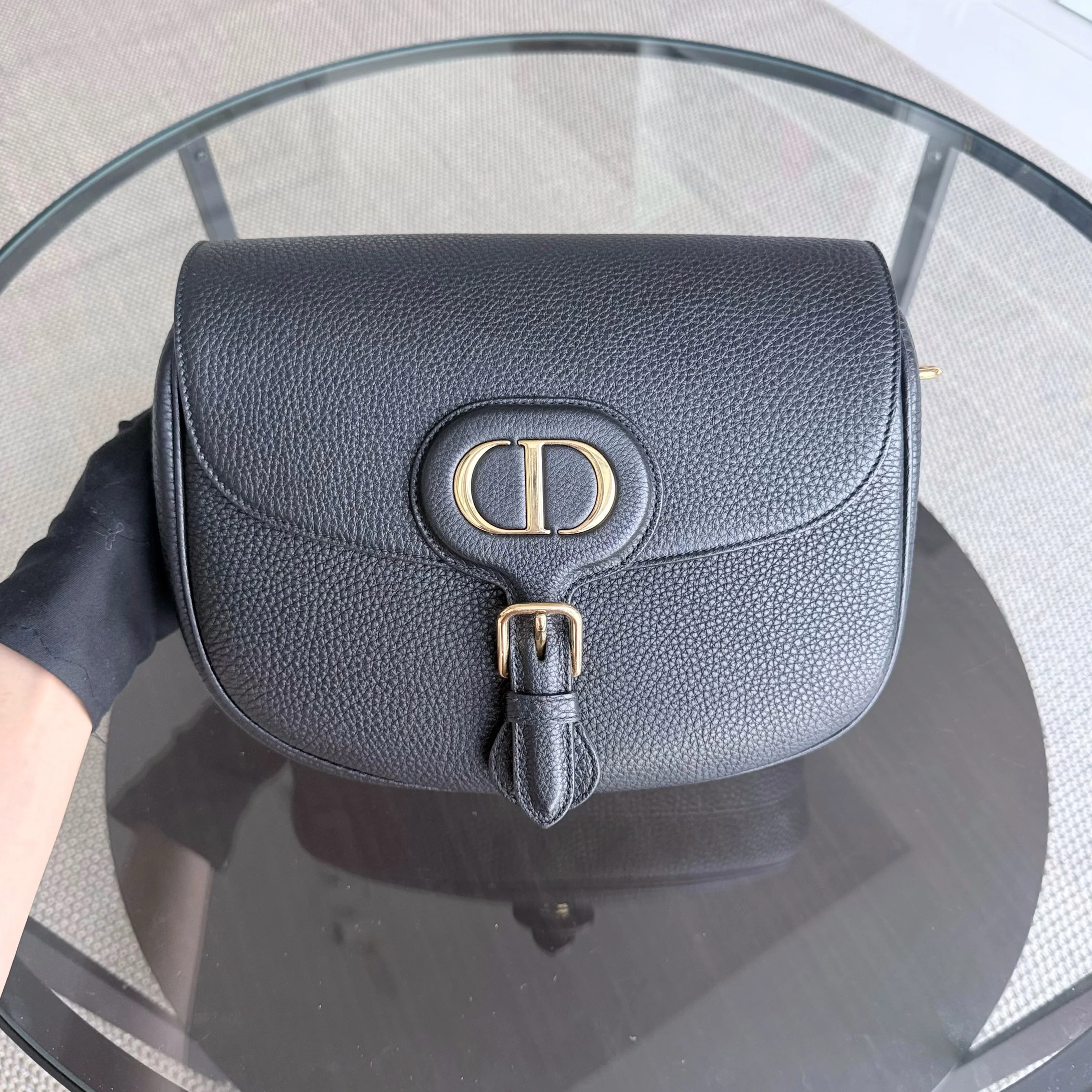 Dior Bobby Large - Caviar Black Golden Hardware With Strap