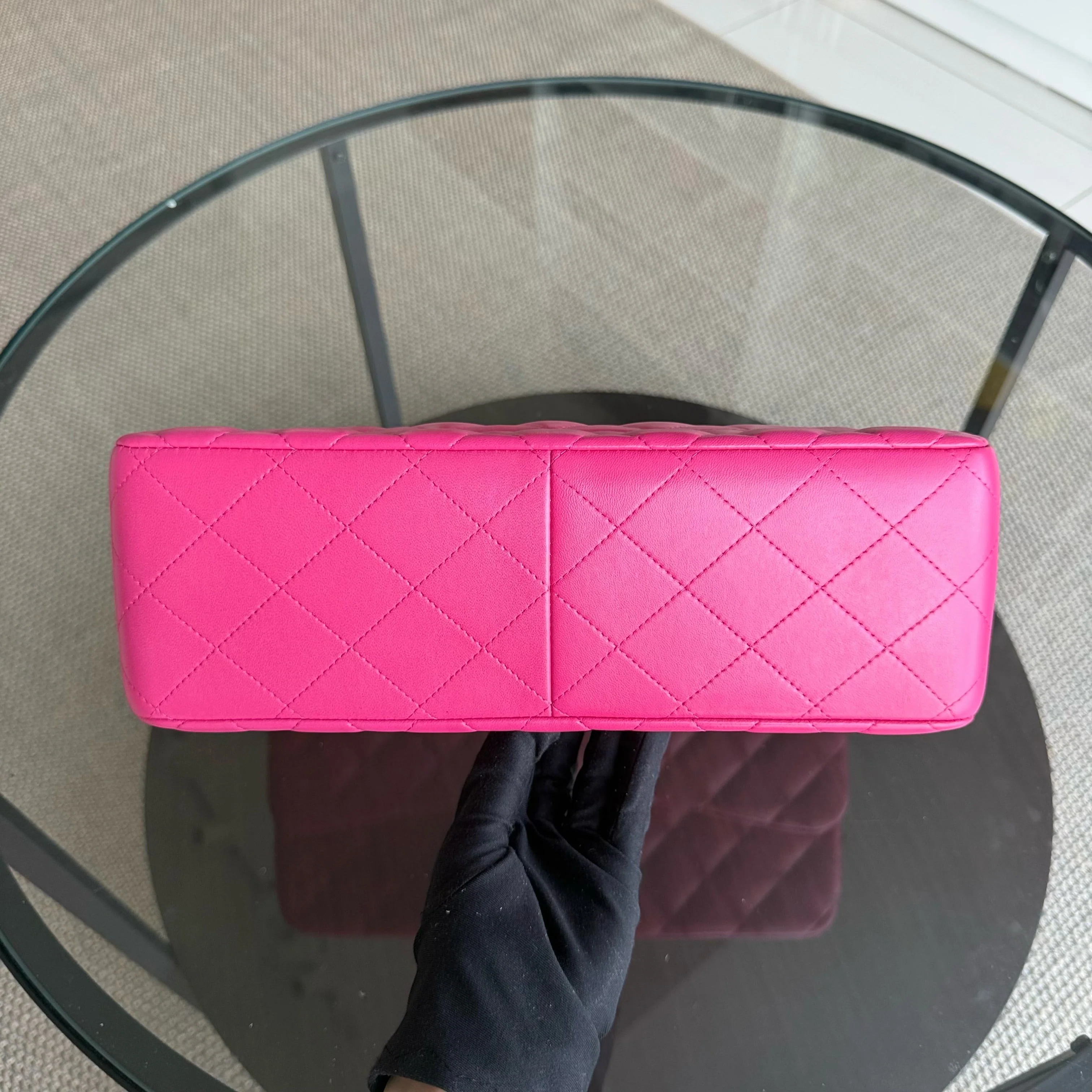 Chanel Classic Flap Jumbo - Double Flap 30CM Quilted Lambskin Pink Silver Hardware Series 19