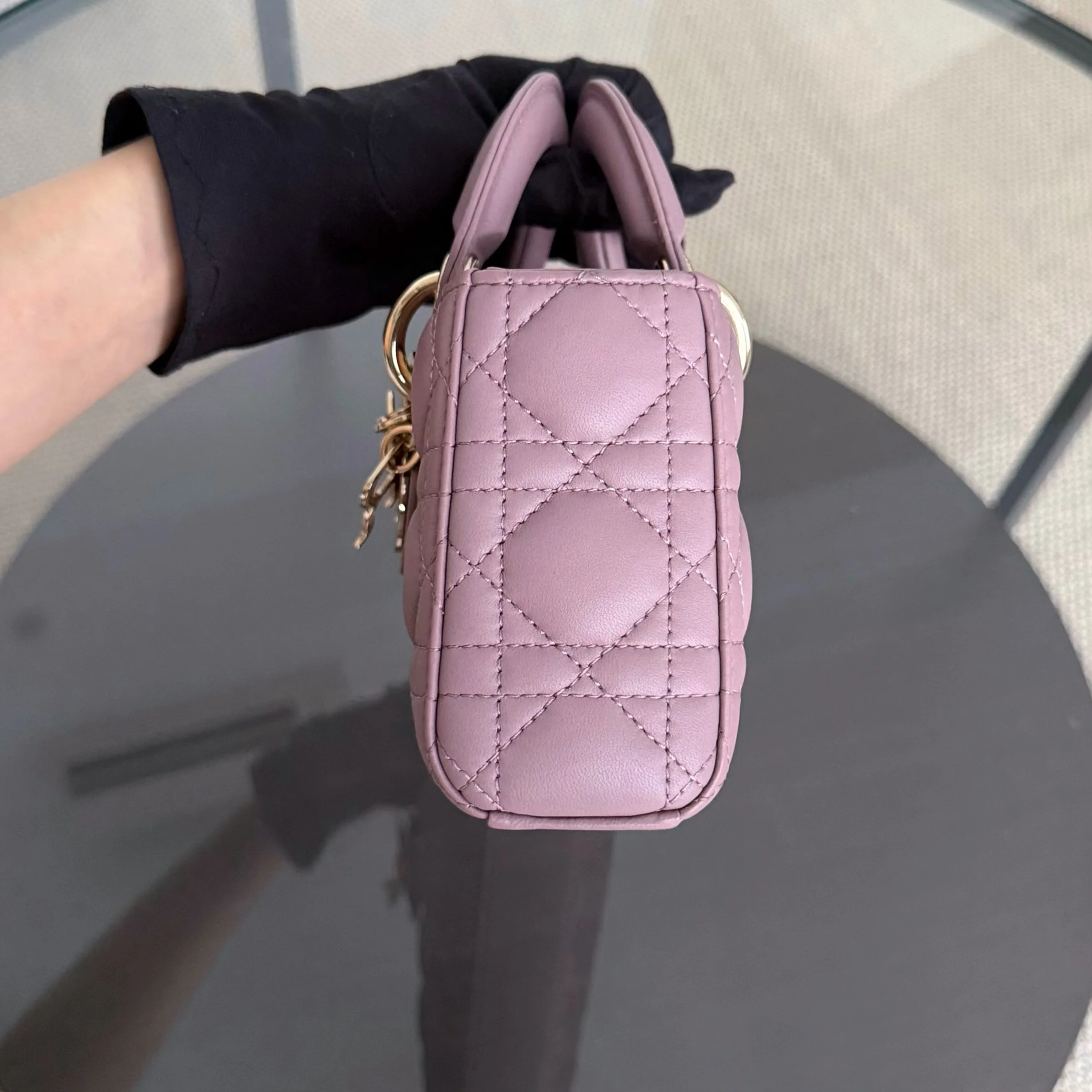 Dior D-Joy Small Lady - Cannage Lambskin Pink Gold Hardware