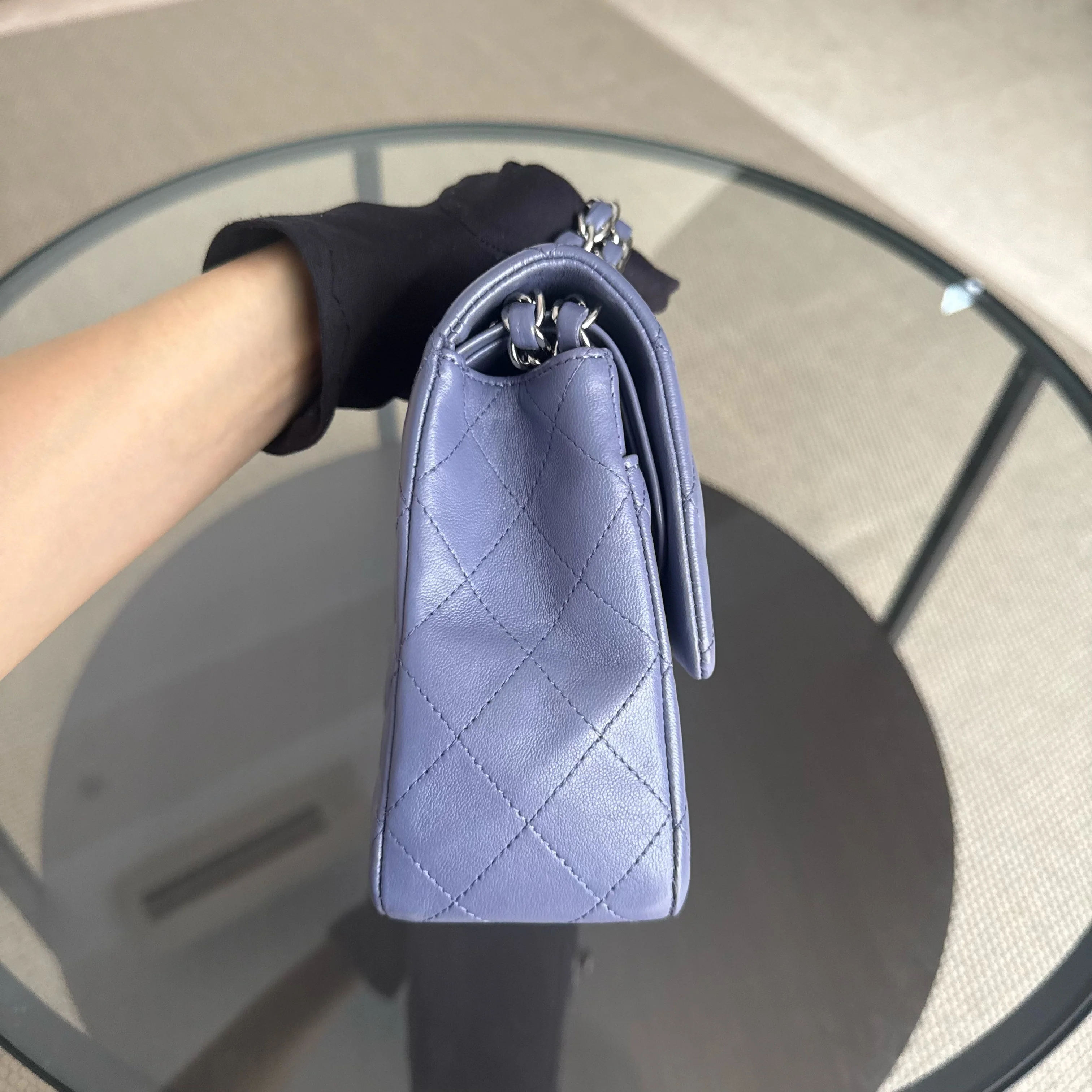 Chanel Classic Flap Medium - 25CM Quilted Lambskin Lavender Silver Hardware Series 15