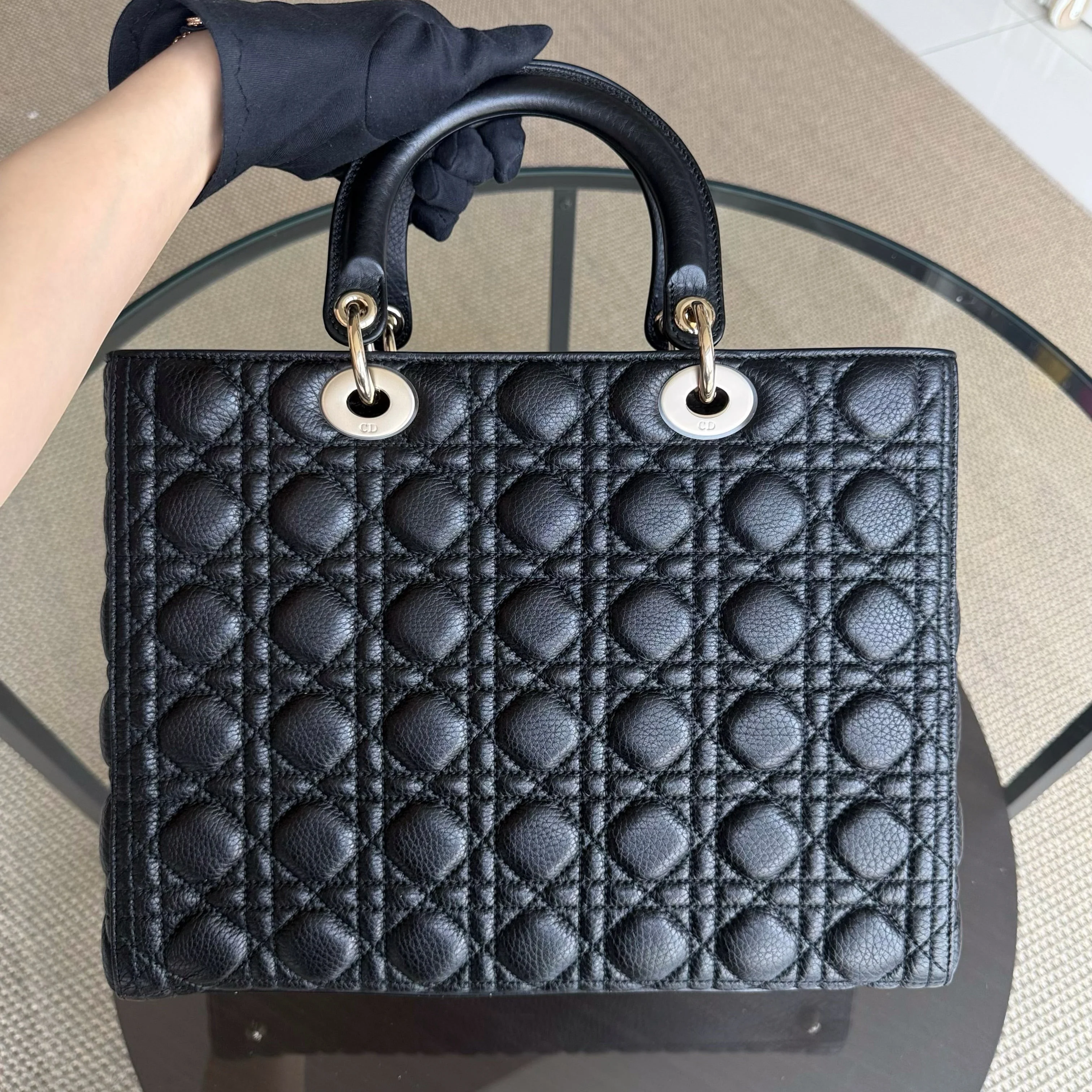 *Flap, Caviar* Lady Large Flap Caviar Cannage Black GHW No Strap
