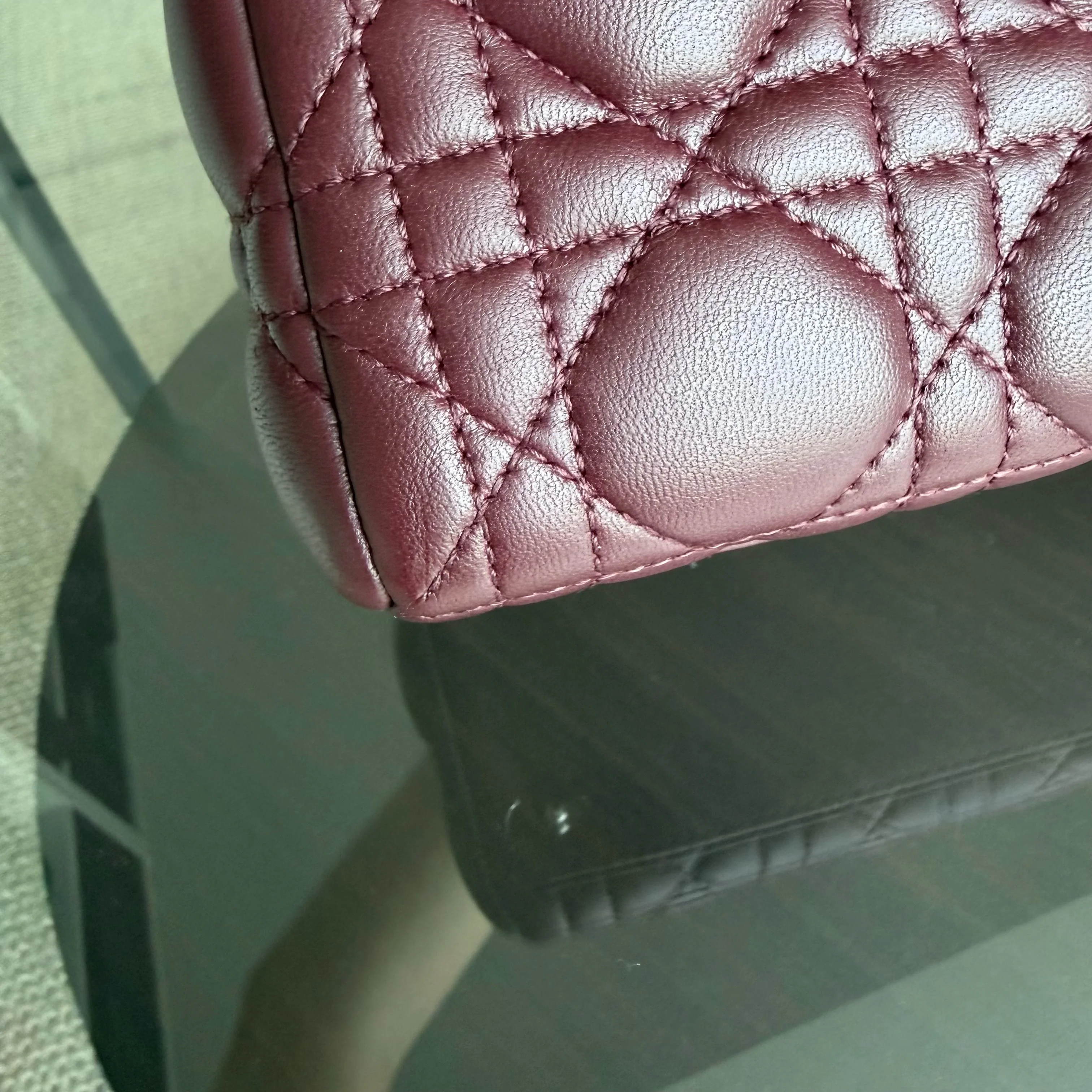 Dior Lady Medium - Cannage Lambskin Burgundy Silver Hardware