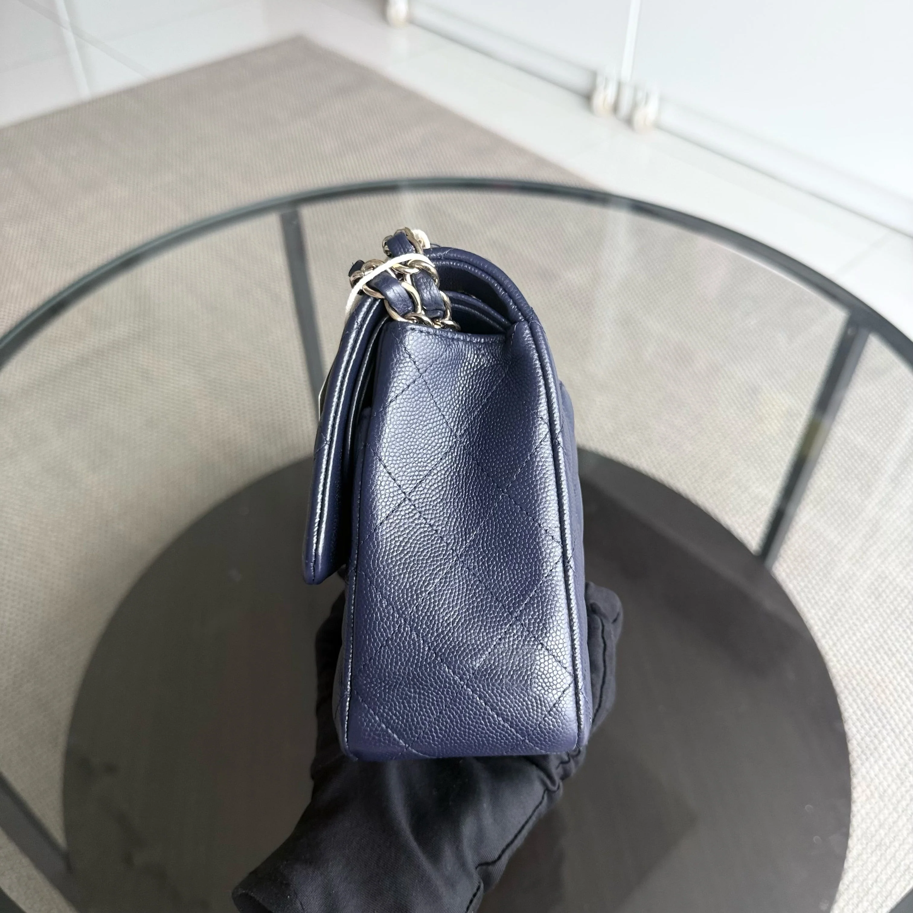 Chanel Classic Flap Medium - Caviar 25CM Quilted Dark Midnight Blue Gold Hardware Series 31