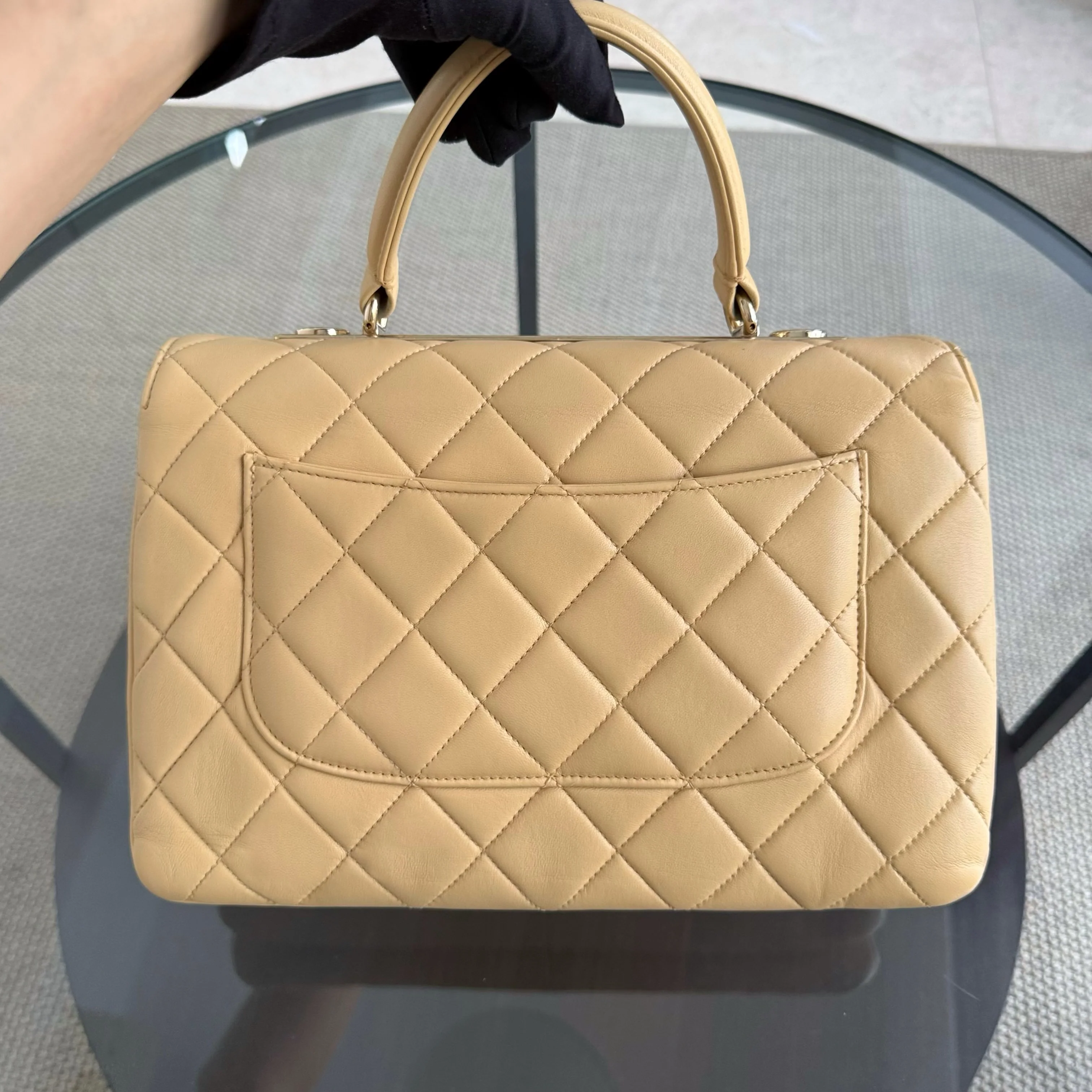 Chanel Trendy CC 30CM - Quilted Lambskin Beige Gold Hardware Series 26