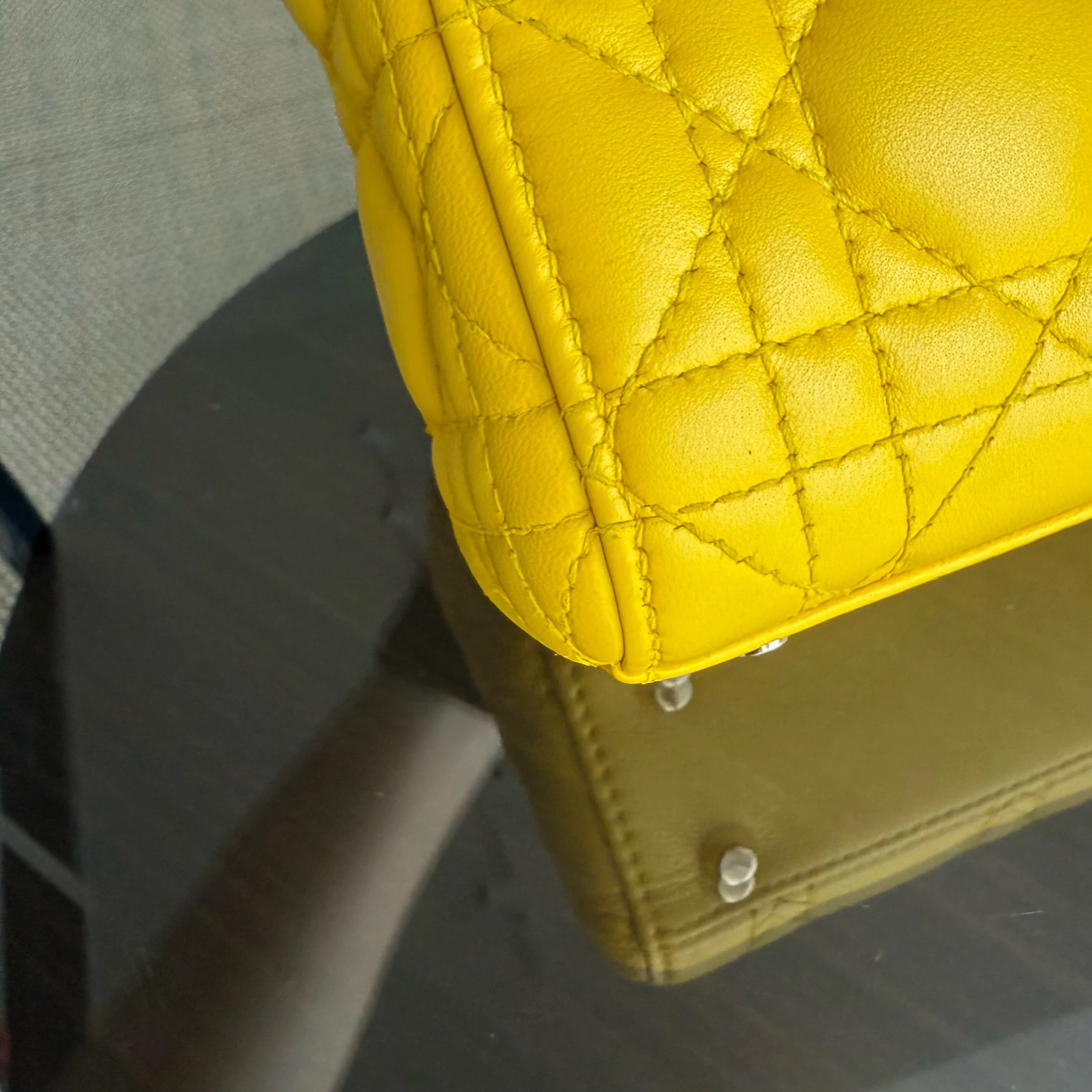 Dior Lady Mini - Cannage Lambskin Yellow Gold Hardware Adjustable Strap